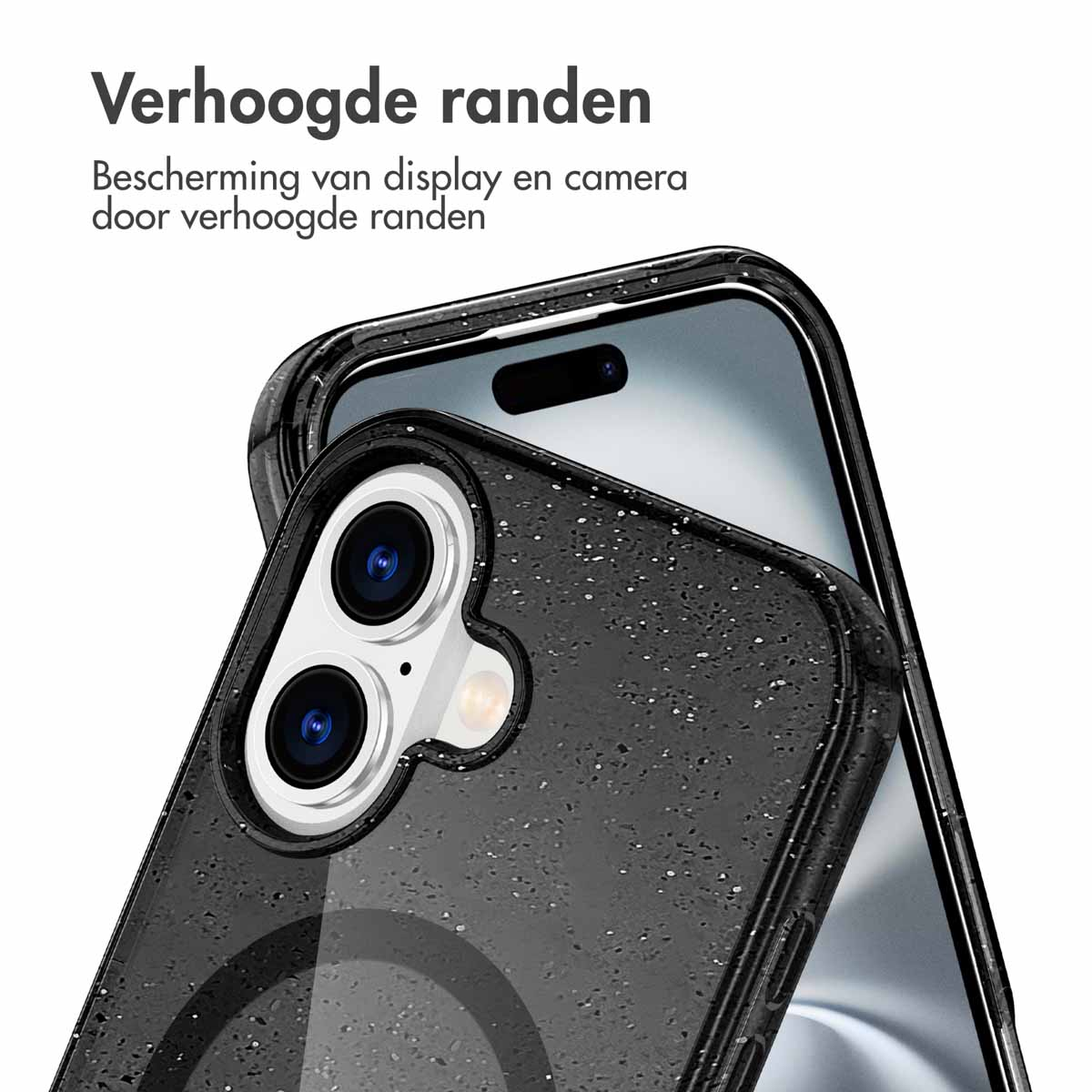 IMOSHION Sparkle Backcover met MagSafe - Geschikt voor Apple iPhone 16 - Telefoonhoesje voor Apple iPhone 16 Zwart