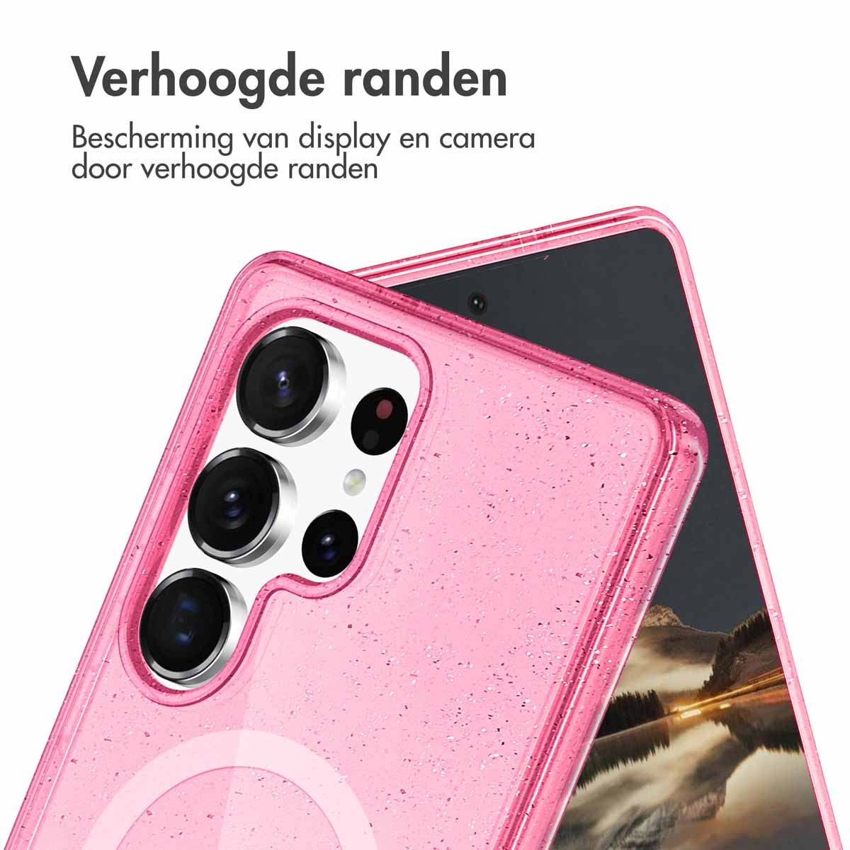 IMOSHION Sparkle Backcover met MagSafe - Geschikt voor Samsung Galaxy S25 Ultra - Telefoonhoesje voor Samsung Samsung Galaxy S25 Ultra Roze