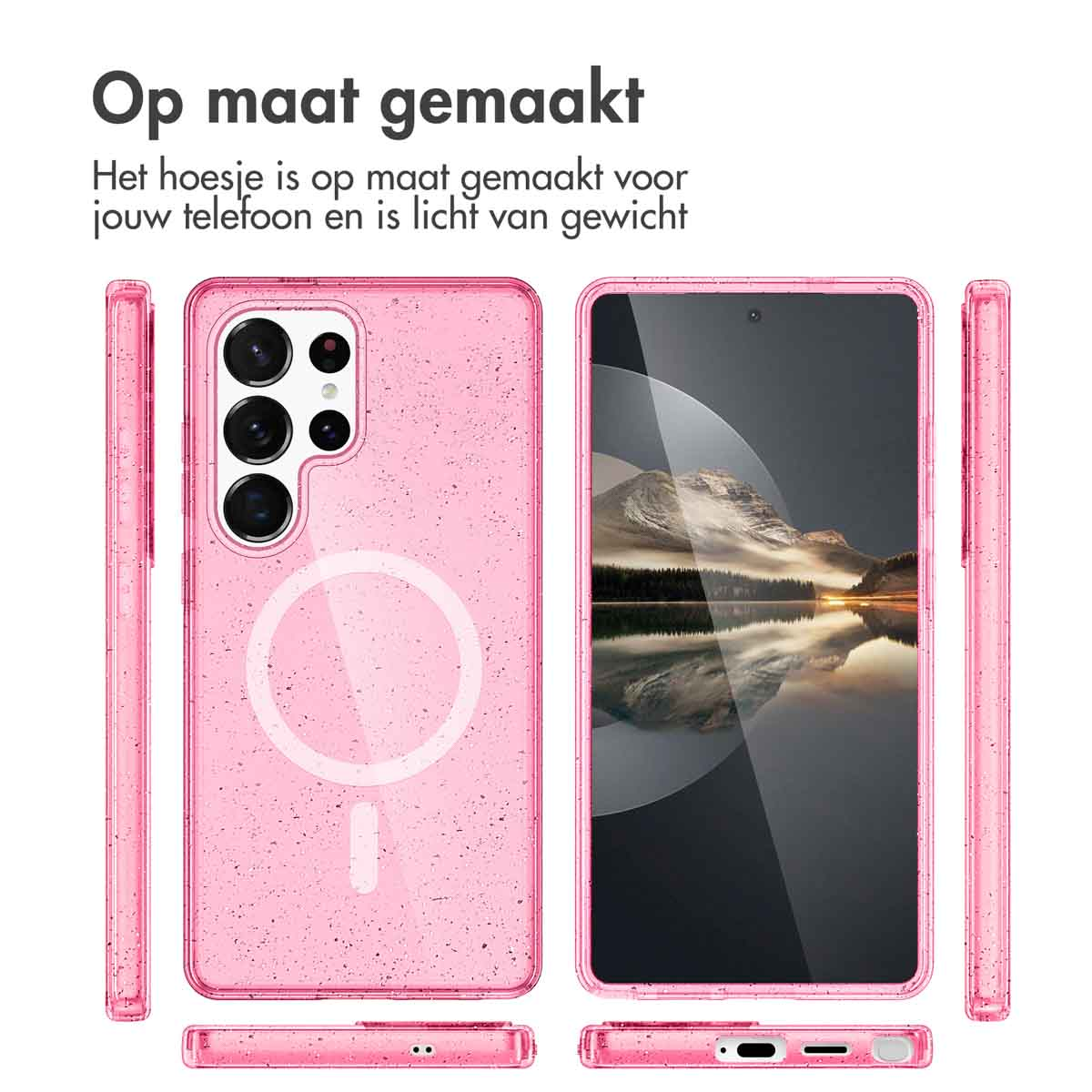 IMOSHION Sparkle Backcover met MagSafe - Geschikt voor Samsung Galaxy S24 Ultra - Telefoonhoesje voor Samsung Samsung Galaxy S24 Ultra Roze