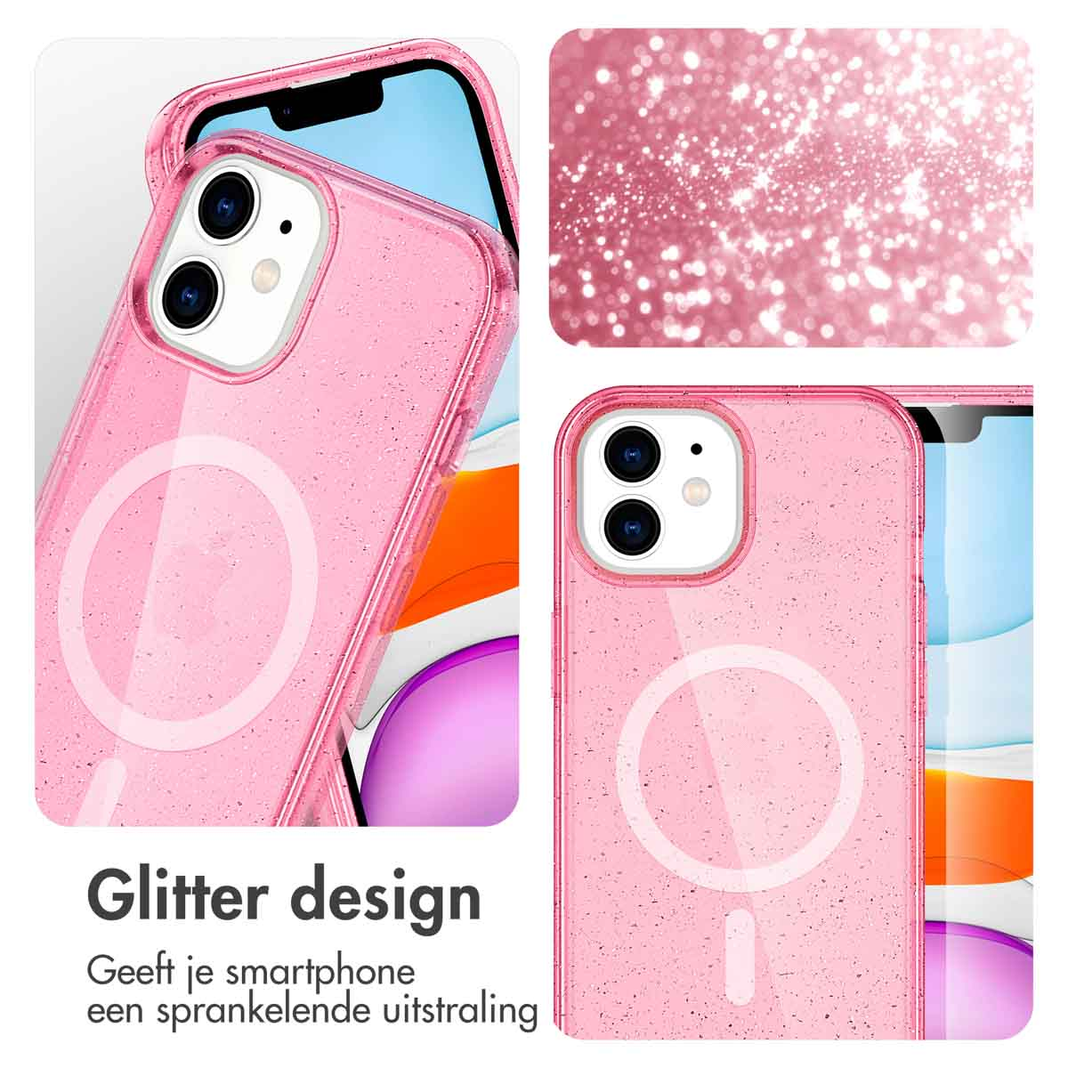 IMOSHION Sparkle Backcover metallo COVER per Apple iPhone 12/ iPhone 12 Pro, Rosa
