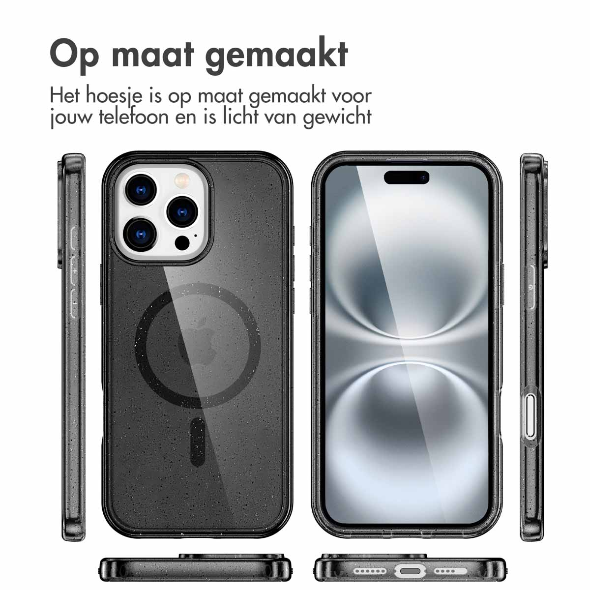 IMOSHION Sparkle Backcover met MagSafe - Geschikt voor Apple iPhone 16 Pro - Telefoonhoesje voor Apple iPhone 16 Pro Zwart