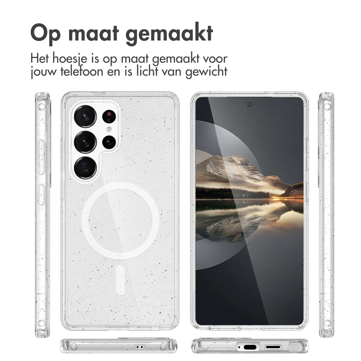 IMOSHION Sparkle Backcover met MagSafe - Geschikt voor Samsung Galaxy S25 Ultra - Telefoonhoesje voor Samsung Samsung Galaxy S25 Ultra Transparant