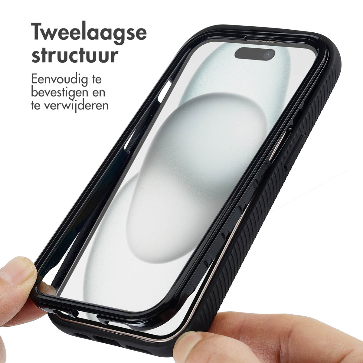IMOSHION 360° Full Protective Case geschikt voor iPhone 15 Phone case for Apple iPhone 15 Black