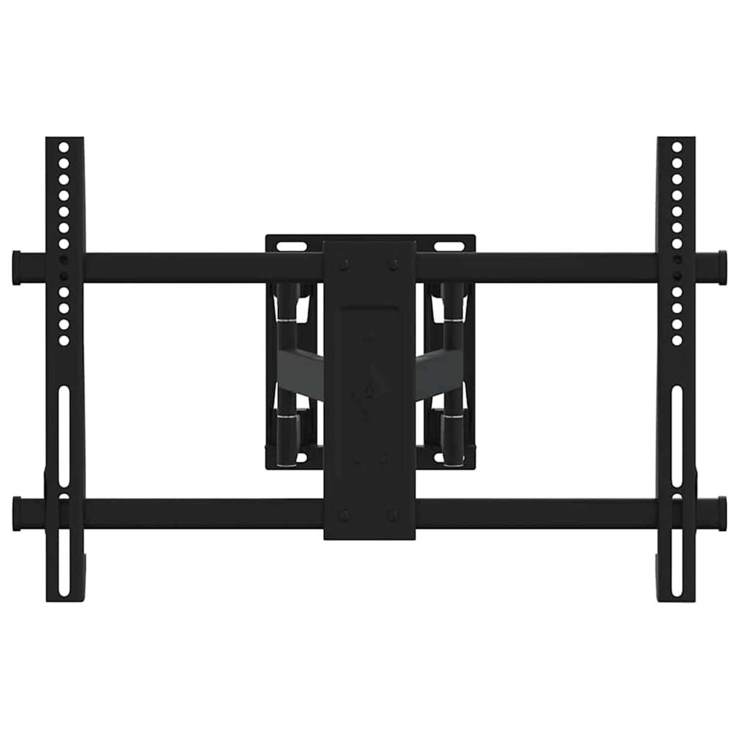 Eine schwarze TV-Wandhalterung mit mehreren Befestigungspunkten.