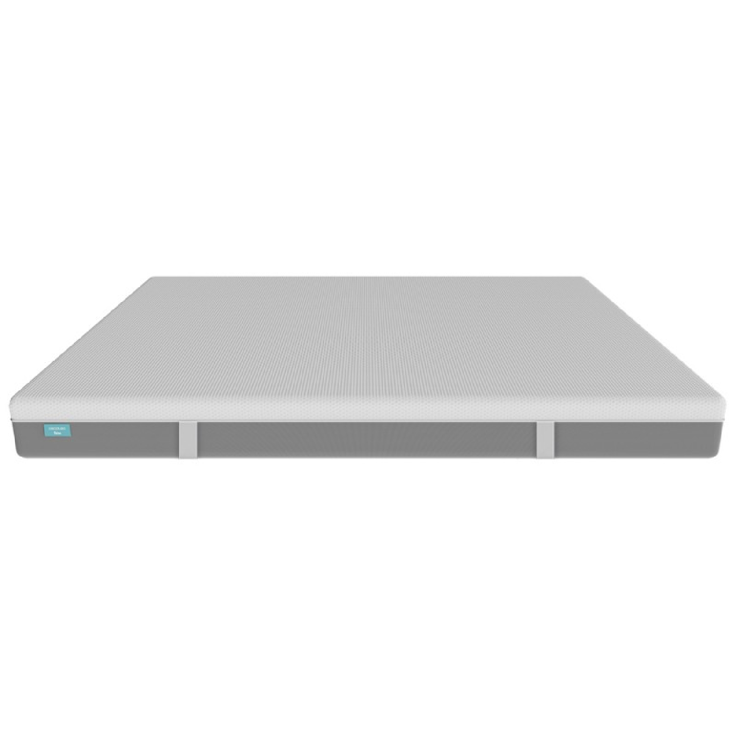 Se muestra un colchón gris claro, rectangular. La superficie tiene un patrón texturizado.