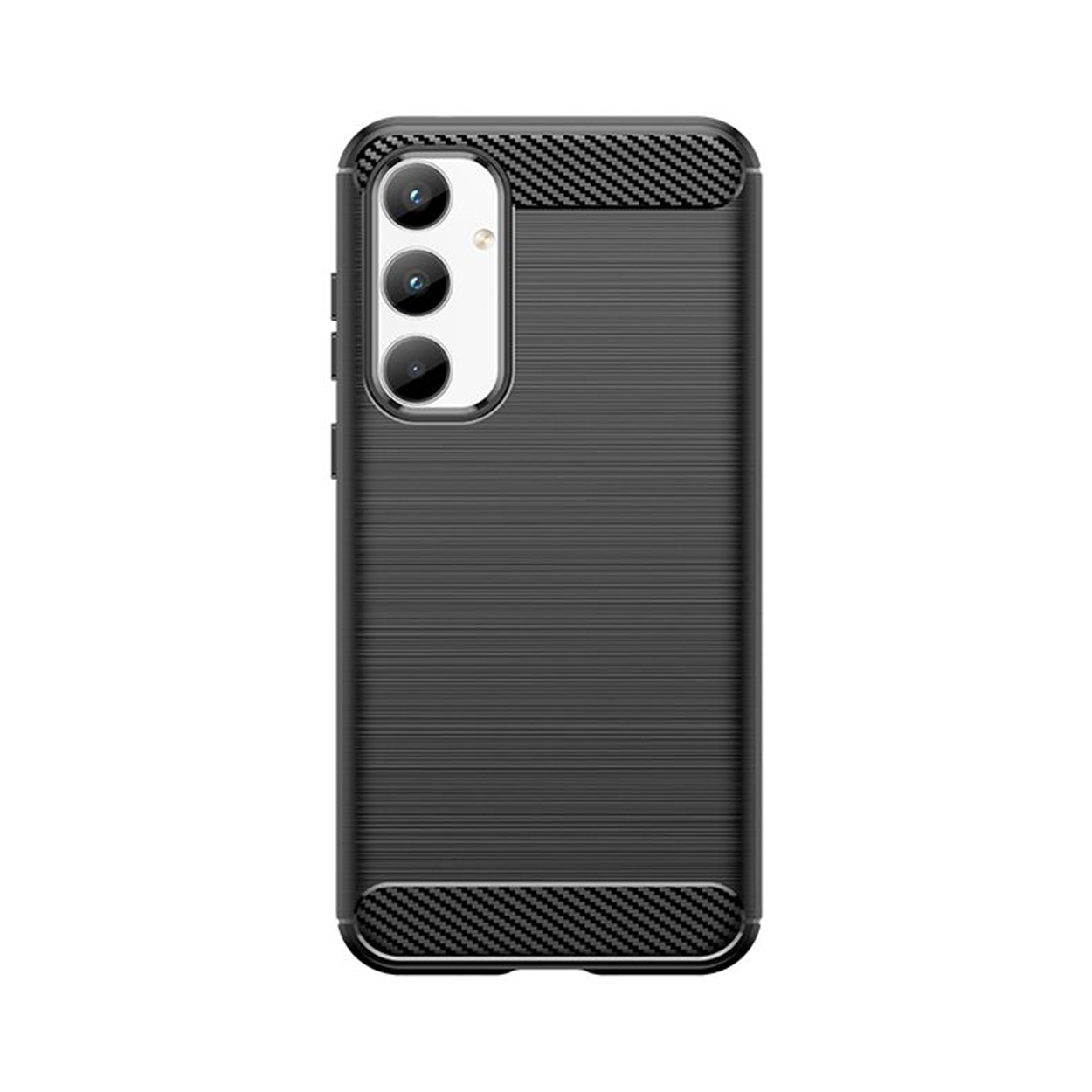 Coque de téléphone noire avec une texture en fibre de carbone.