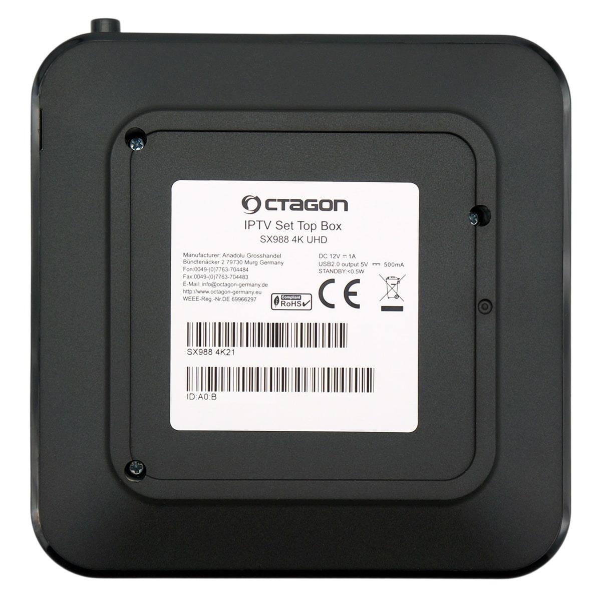Schwarze IPTV Set-Top-Box mit der Bezeichnung 