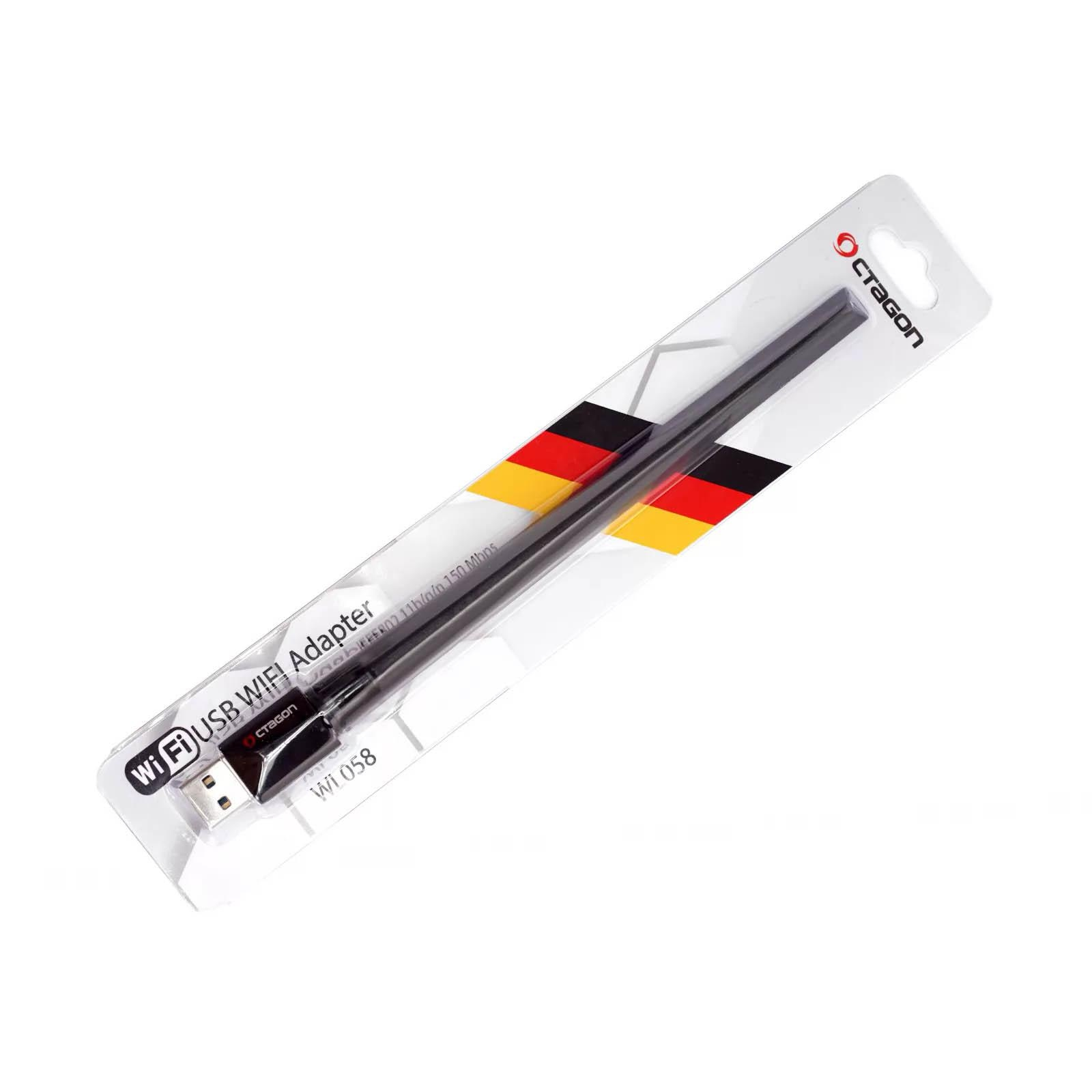 Ein WLAN-USB-Adapter in einer Blisterpackung mit den Farben der deutschen Flagge auf der Verpackung.