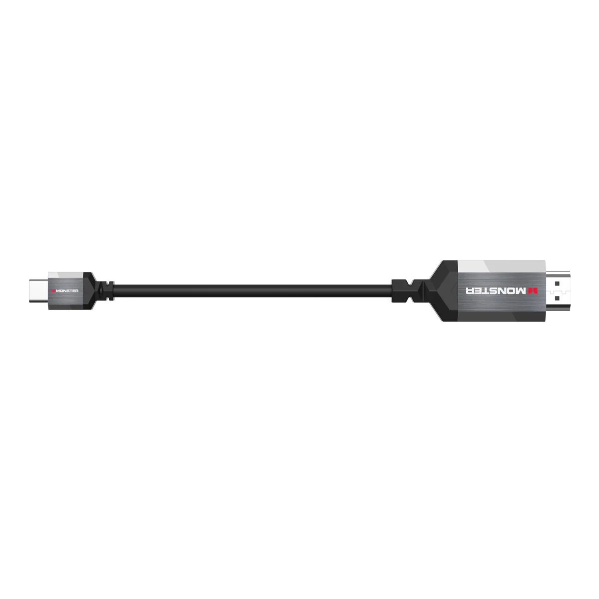 Cable USB-C a HDMI negro y gris. El cable tiene un conector en cada extremo con la marca.