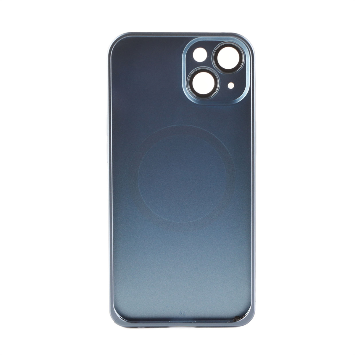 Eine dunkelblaue Ersatz-Rückseite für ein Telefon mit Kameralinsen.