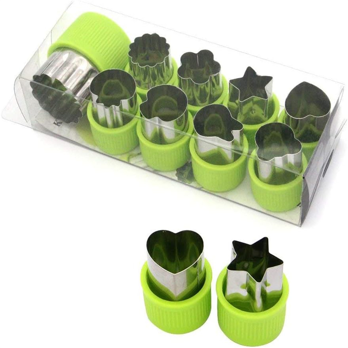 Gemüseschneider in verschiedenen Formen: Blume, Stern, Herz, usw., in einem Behälter.