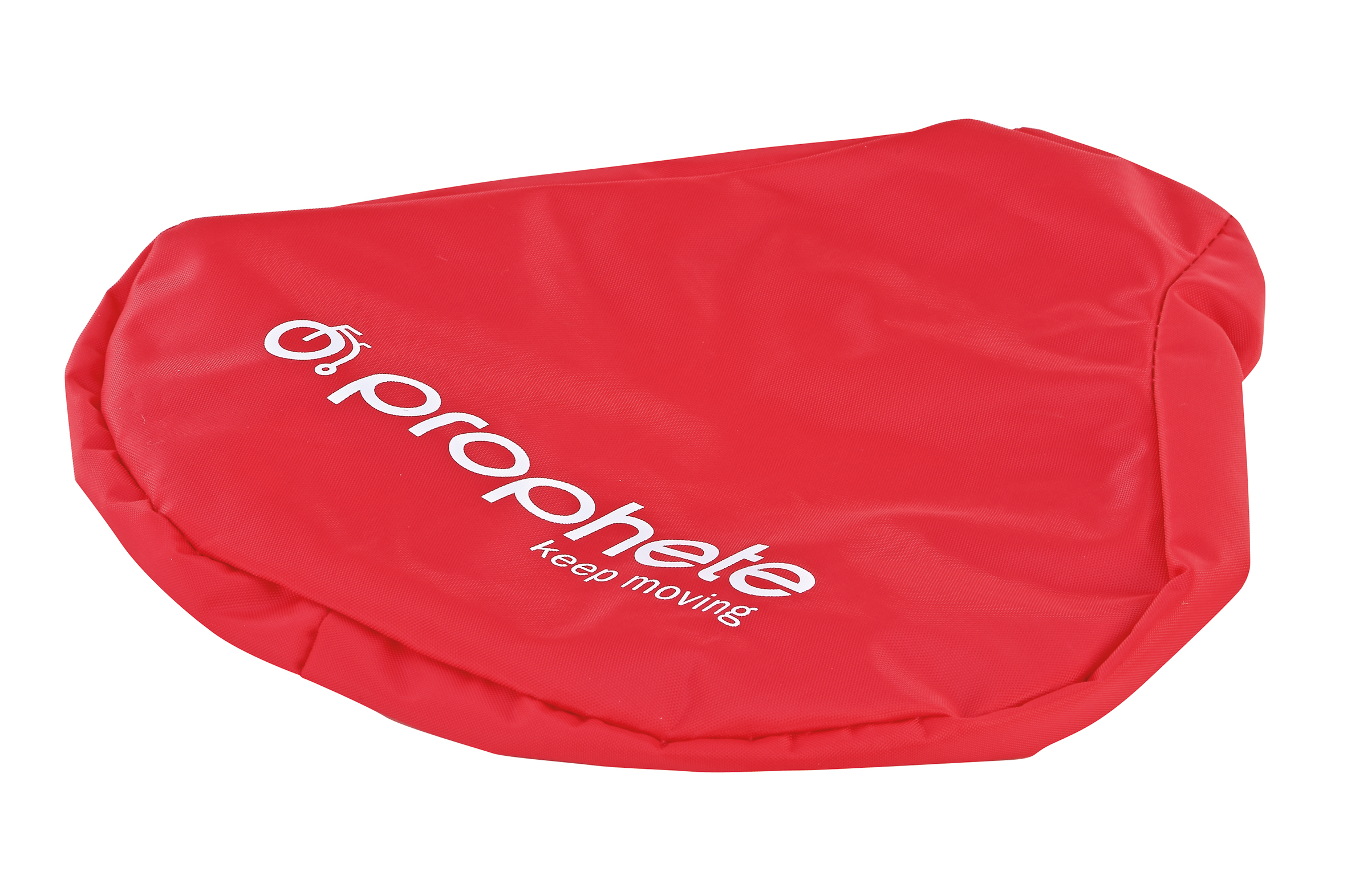 Rote Tasche mit weißem Logo und Schriftzug 'prophete keep moving'.