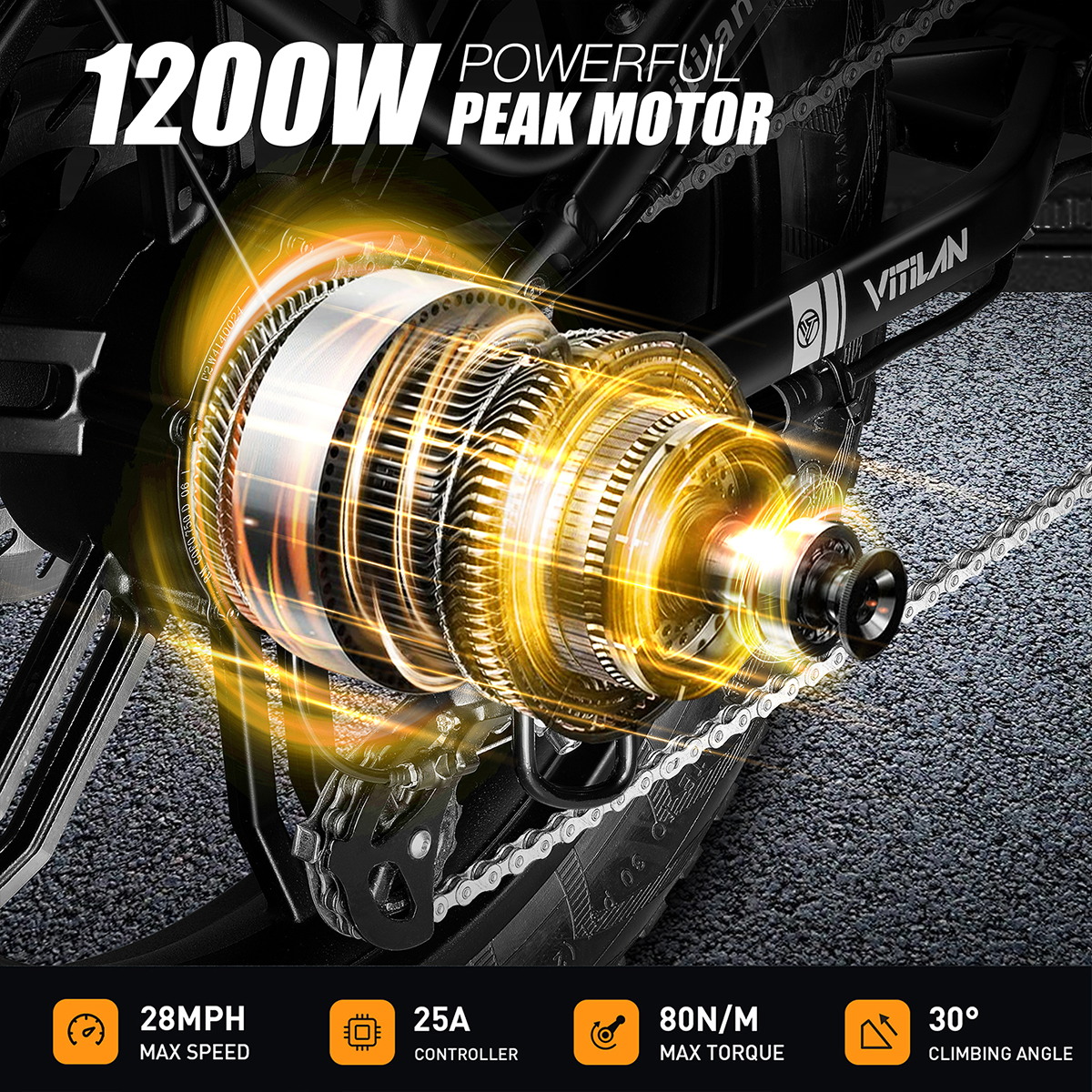 Zbliżenie silnika z tekstem wskazującym moc i specyfikacje.