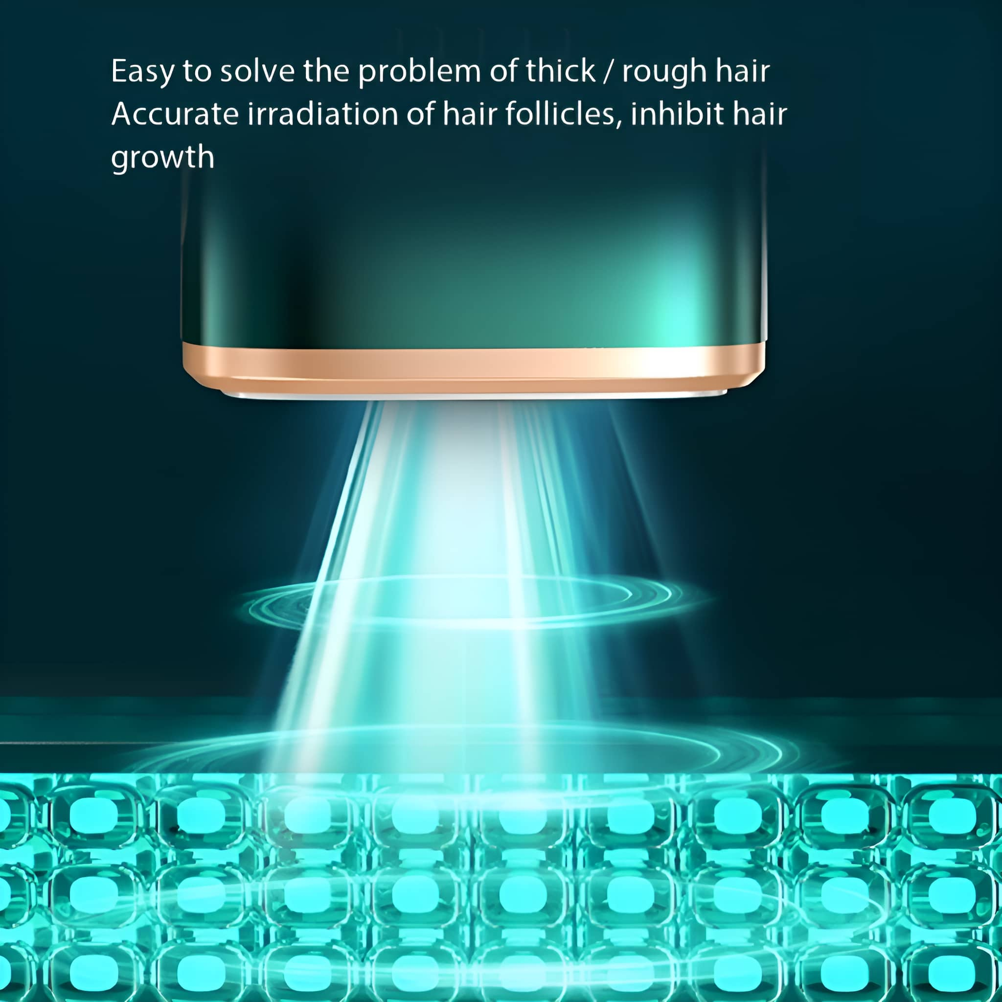 Ein Gerät, das blaues Licht auf die Haut mit Haarfollikeln abstrahlt und auf das Haarwachstum abzielt.
