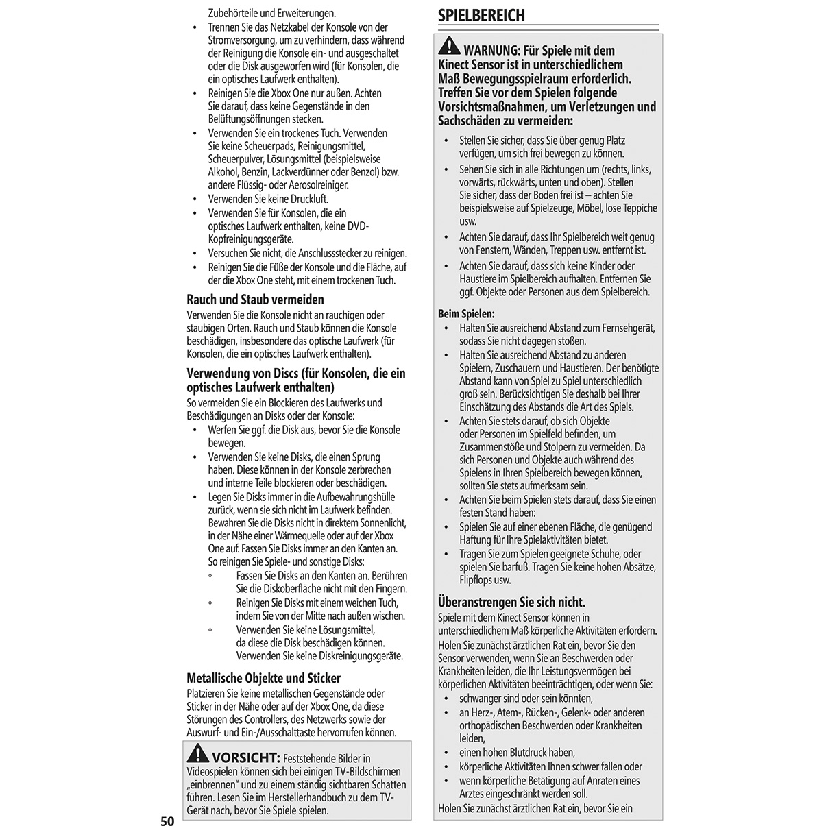 Text auf Deutsch über das Spielen mit dem Nintendo 3DS und die Verwendung des Kinect-Sensors.