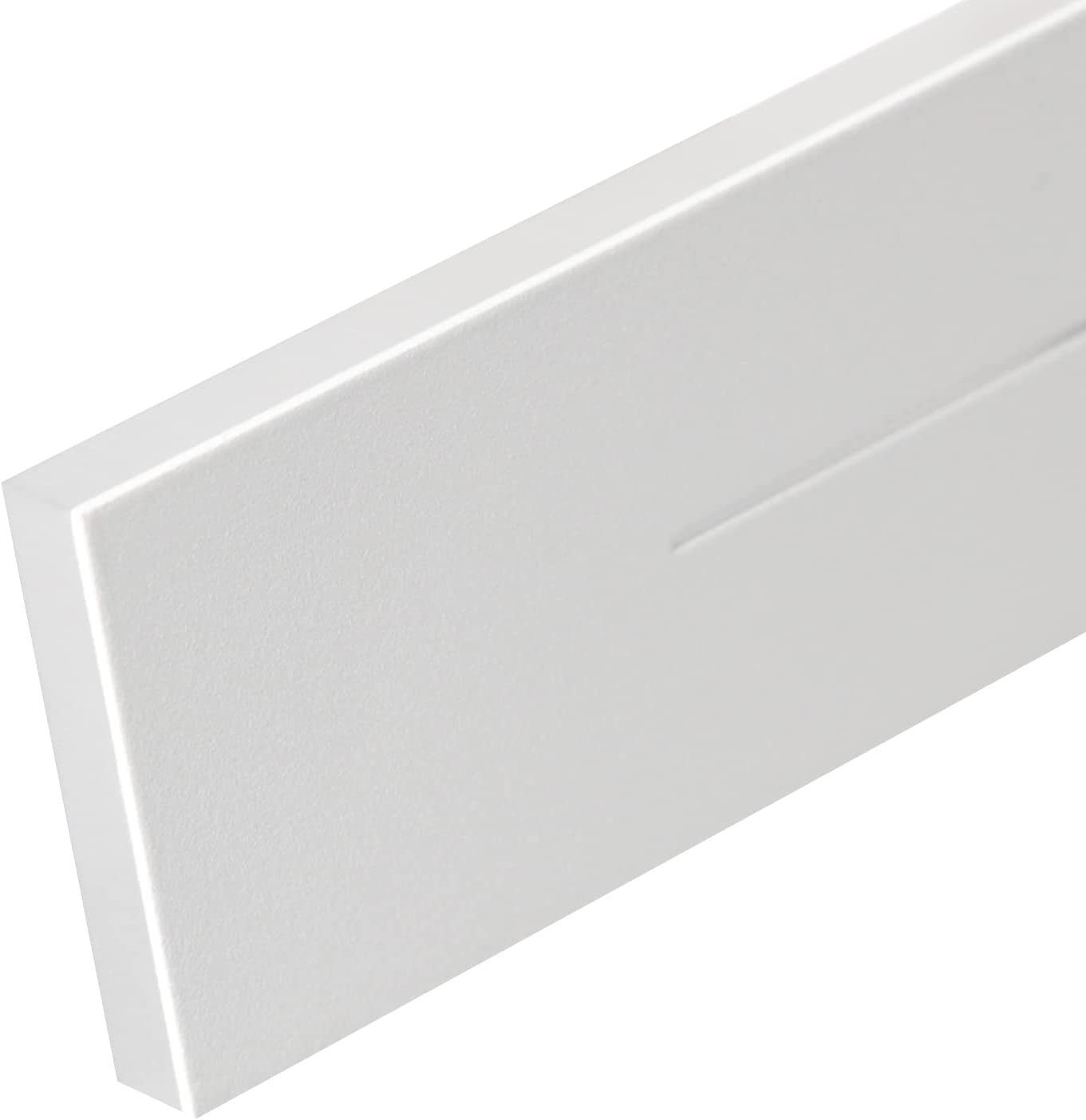 Pannello bianco, rettangolare, strutturato. Una sottile scanalatura corre lungo.