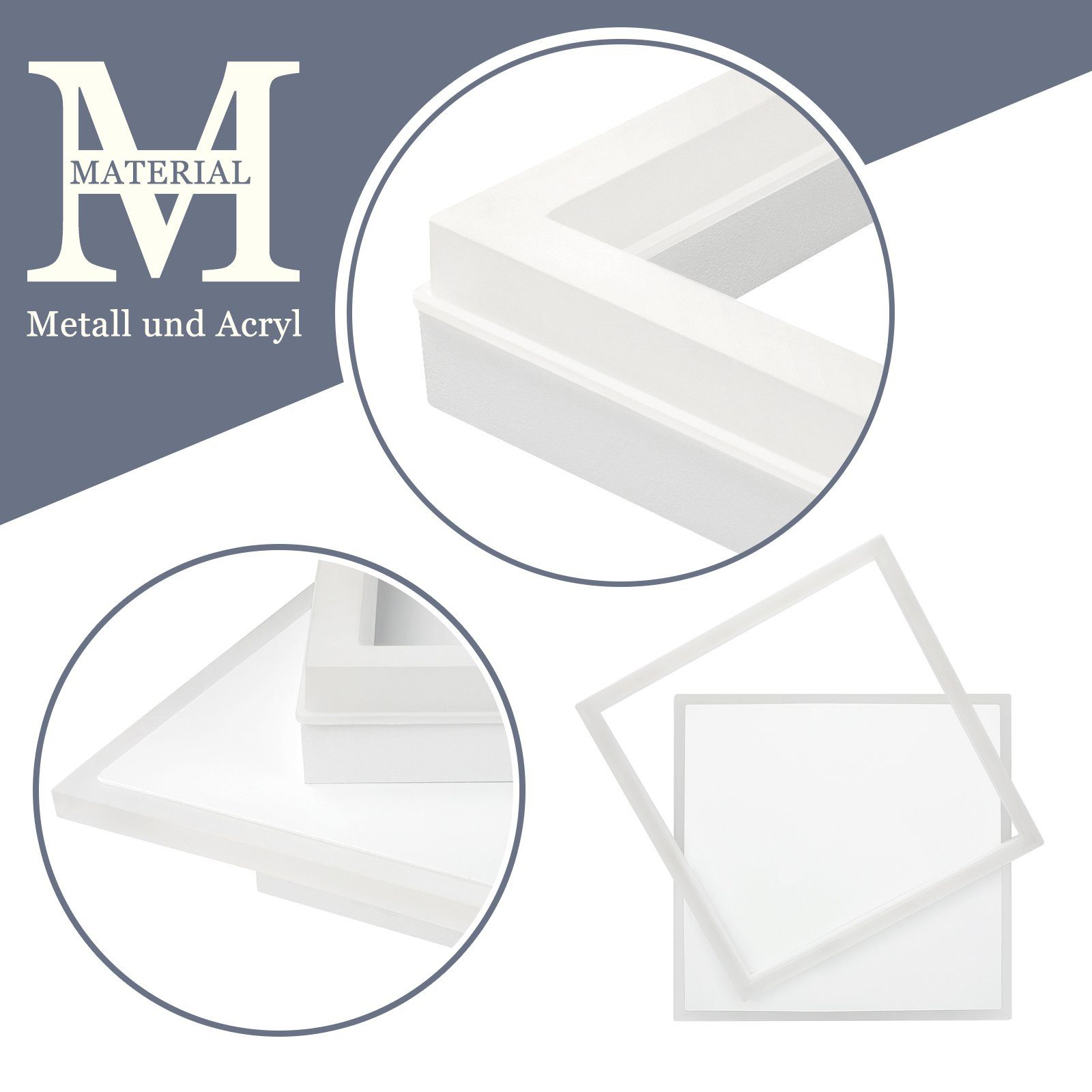 Zbliżenie pokazuje materiały metalowe i akrylowe. Są dwa okręgi.