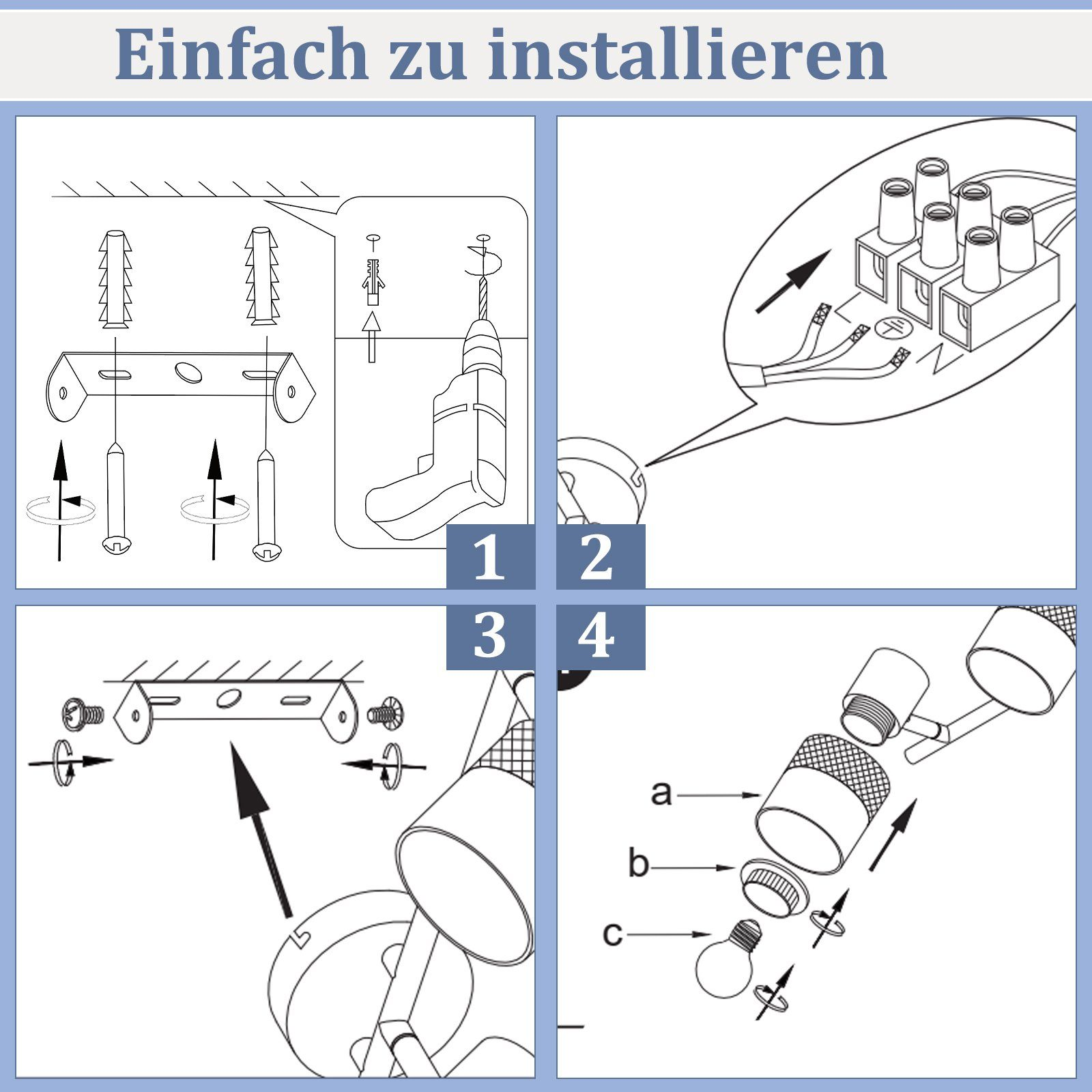 Istruzioni di installazione con passaggi numerati e un diagramma.