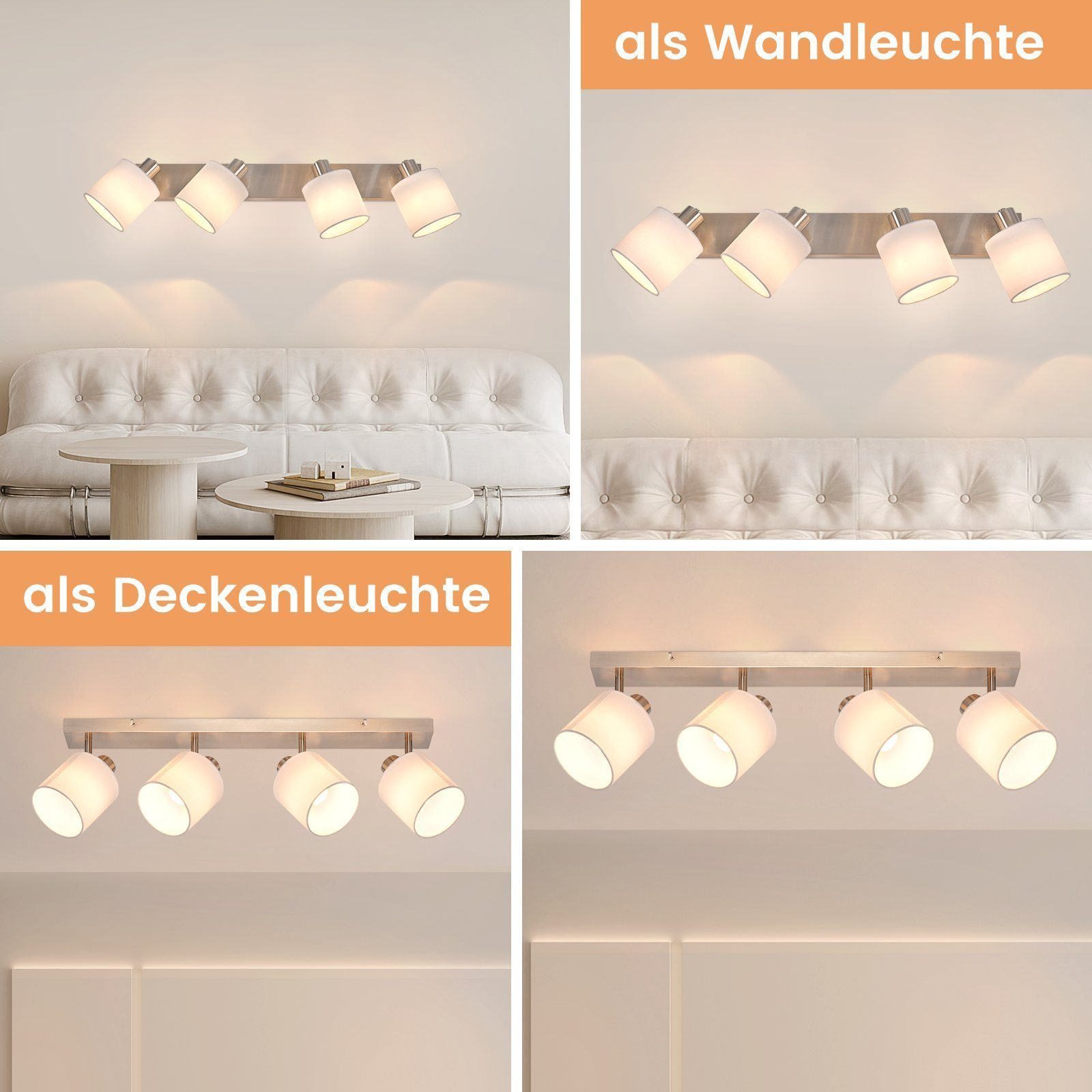 Wiele zdjęć przedstawiających srebrno-białą lampę ścienną. Może być używana jako oświetlenie ścienne lub sufitowe.