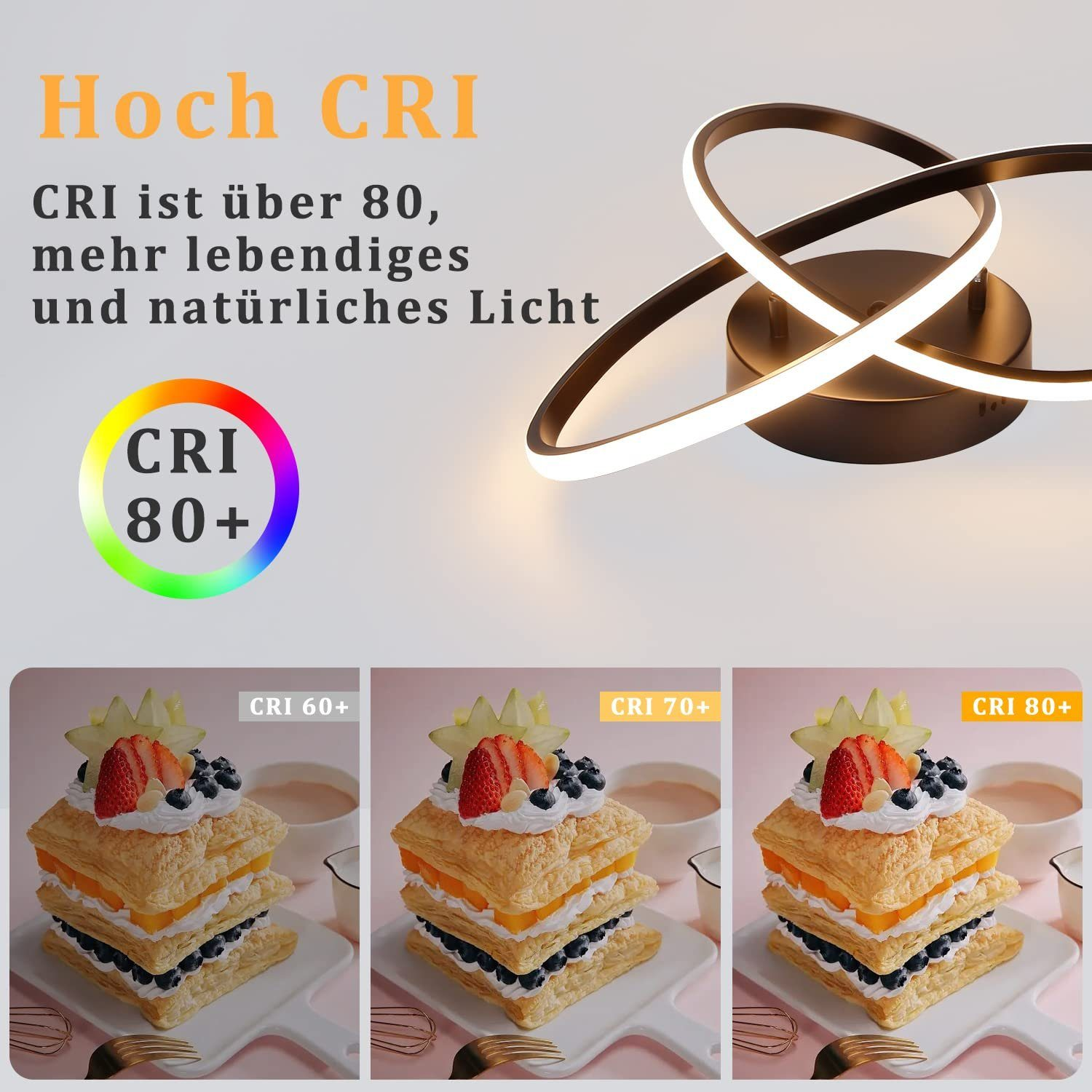 Nowoczesna lampa sufitowa o unikalnym designie, z tekstem i obrazami o wartości CRI.