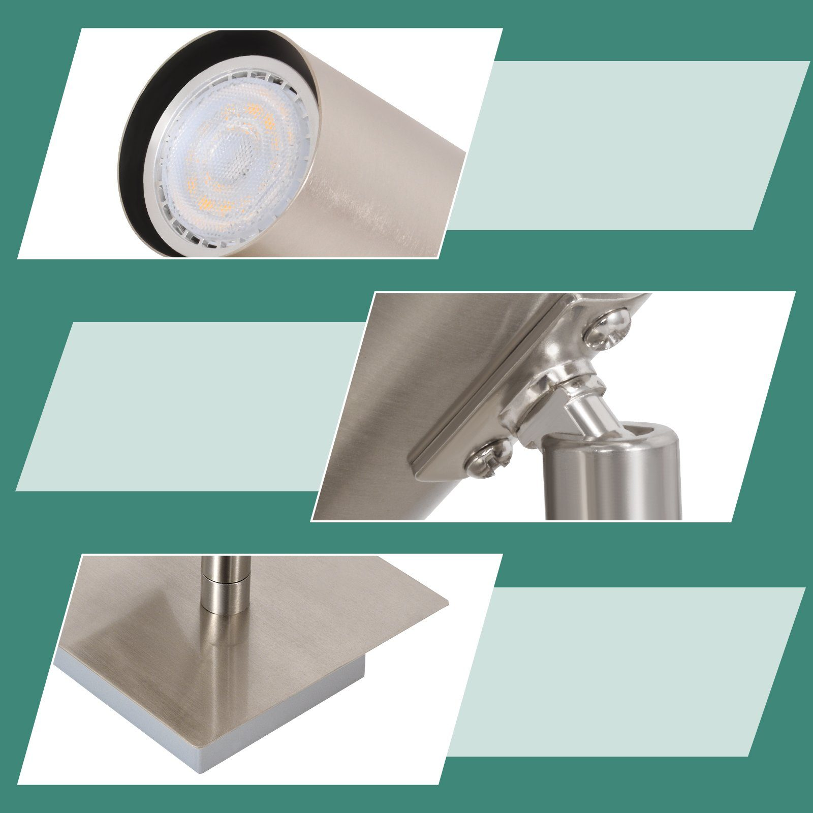 Zbliżenia srebrnego reflektora ze szczegółami podstawy i instalacji.