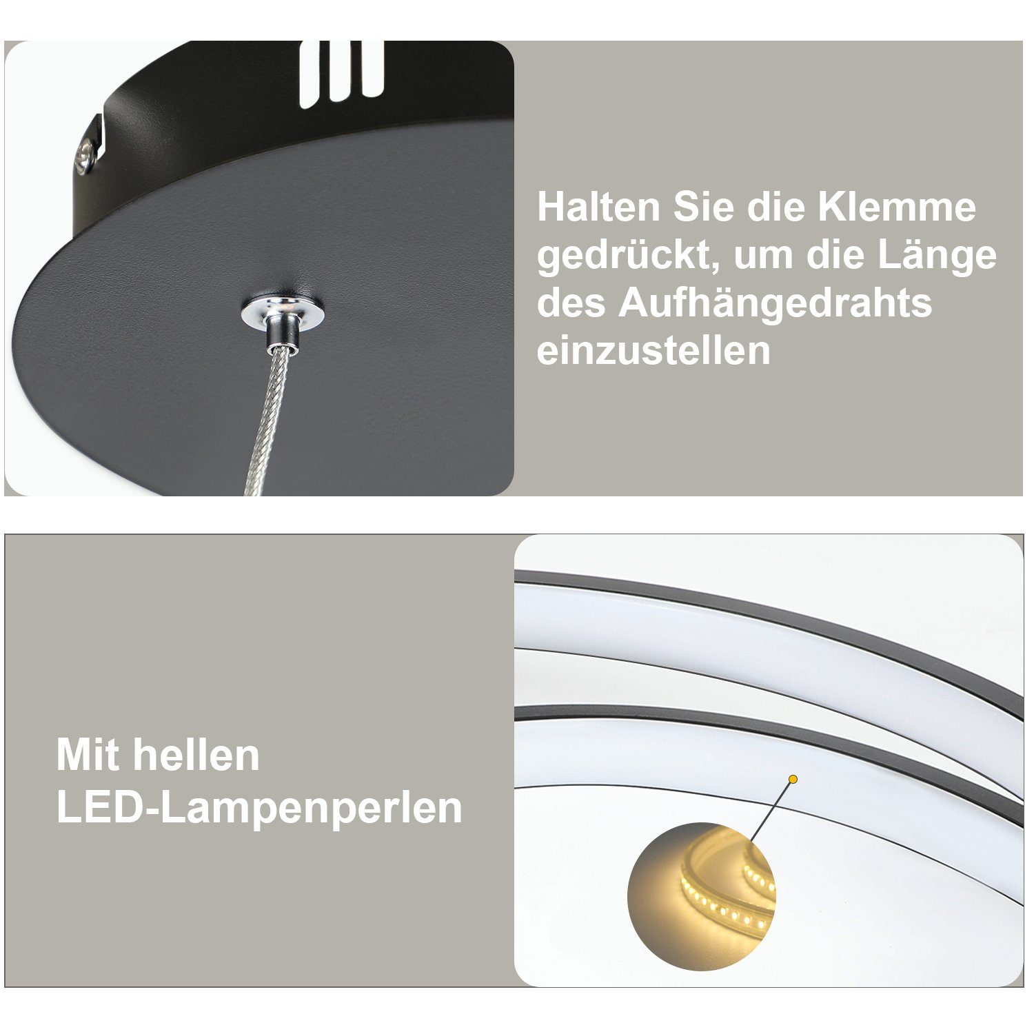 Zbliżenie lampy z instrukcjami. Wspomniane są światła LED.