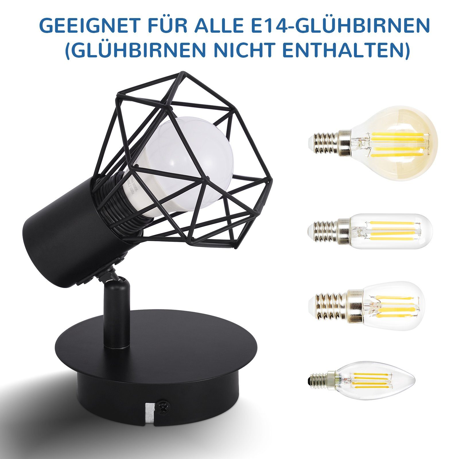 Czarna oprawa oświetleniowa z odsłoniętą żarówką i różnymi żarówkami.