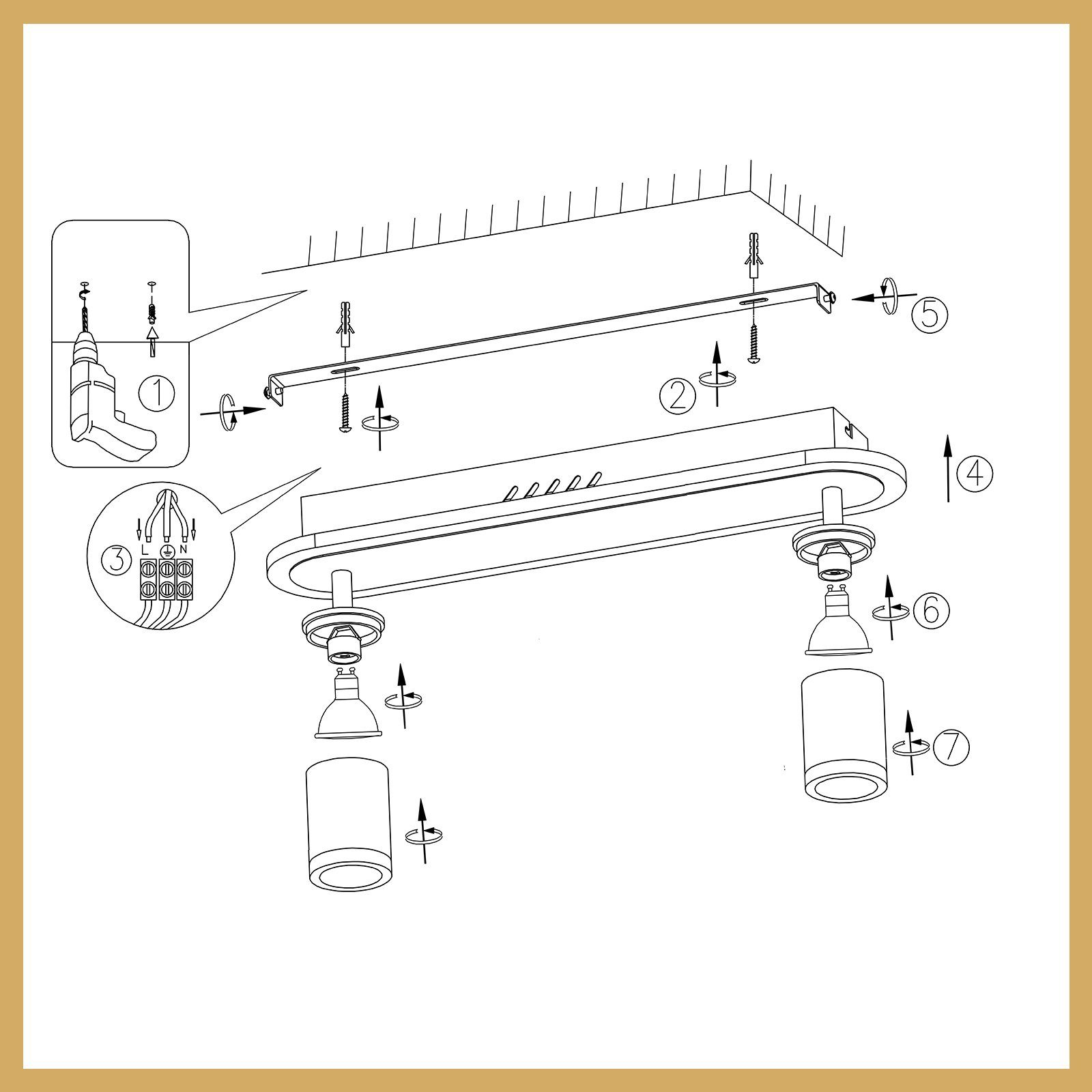 Schemat montażu oświetlenia.