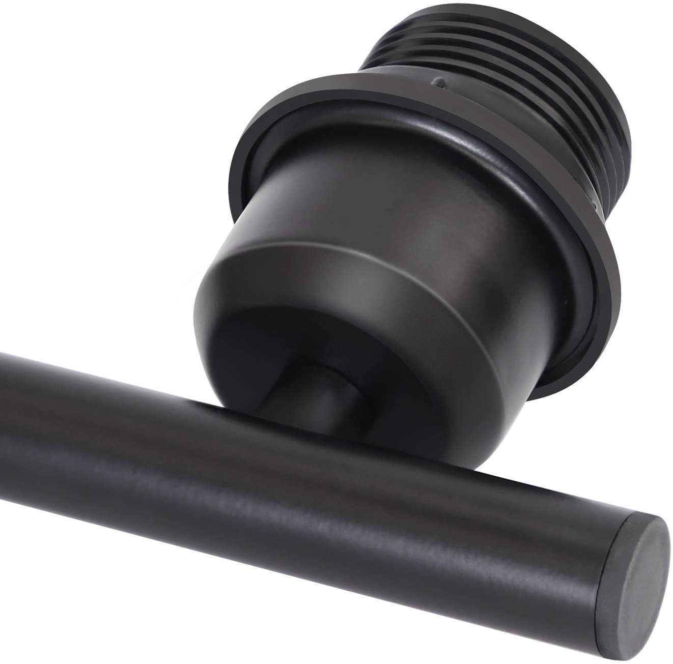 Zbliżenie czarnej oprawy oświetleniowej, górna część z gwintem.