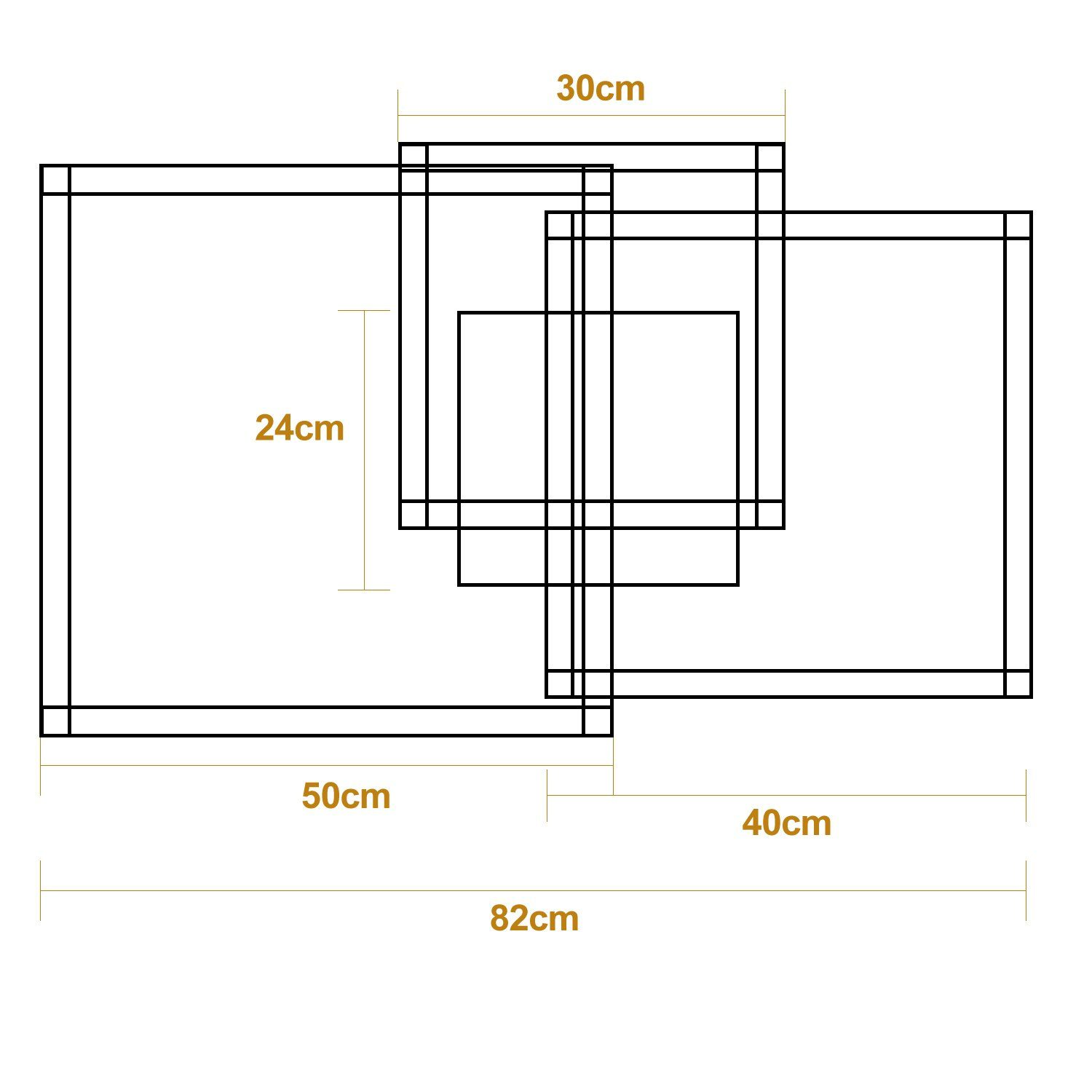 Un diagramma che mostra quadrati sovrapposti con dimensioni. È un disegno di design o architettonico.