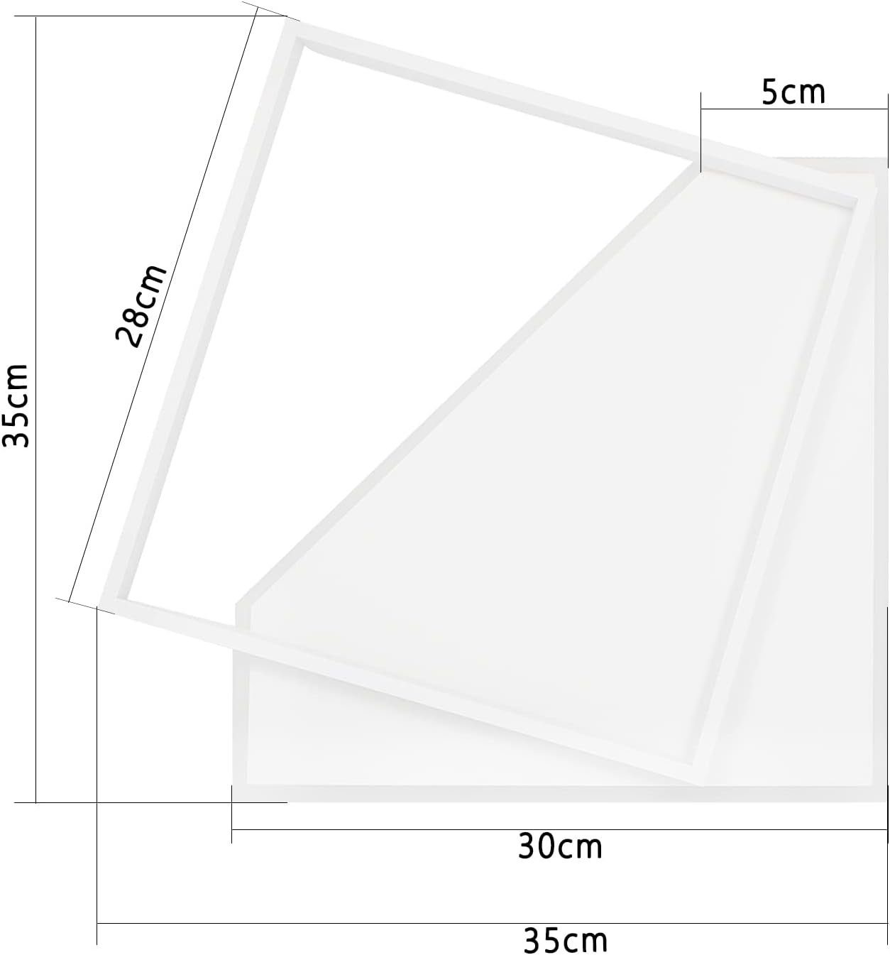 Diagram przedstawiający wymiary białej ramy, wymiary są oznaczone w cm.