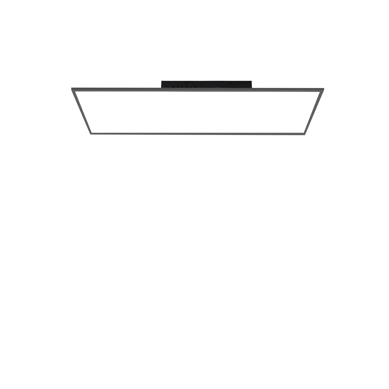 Czarno-białe prostokątne oświetlenie sufitowe. Jest na białym tle.