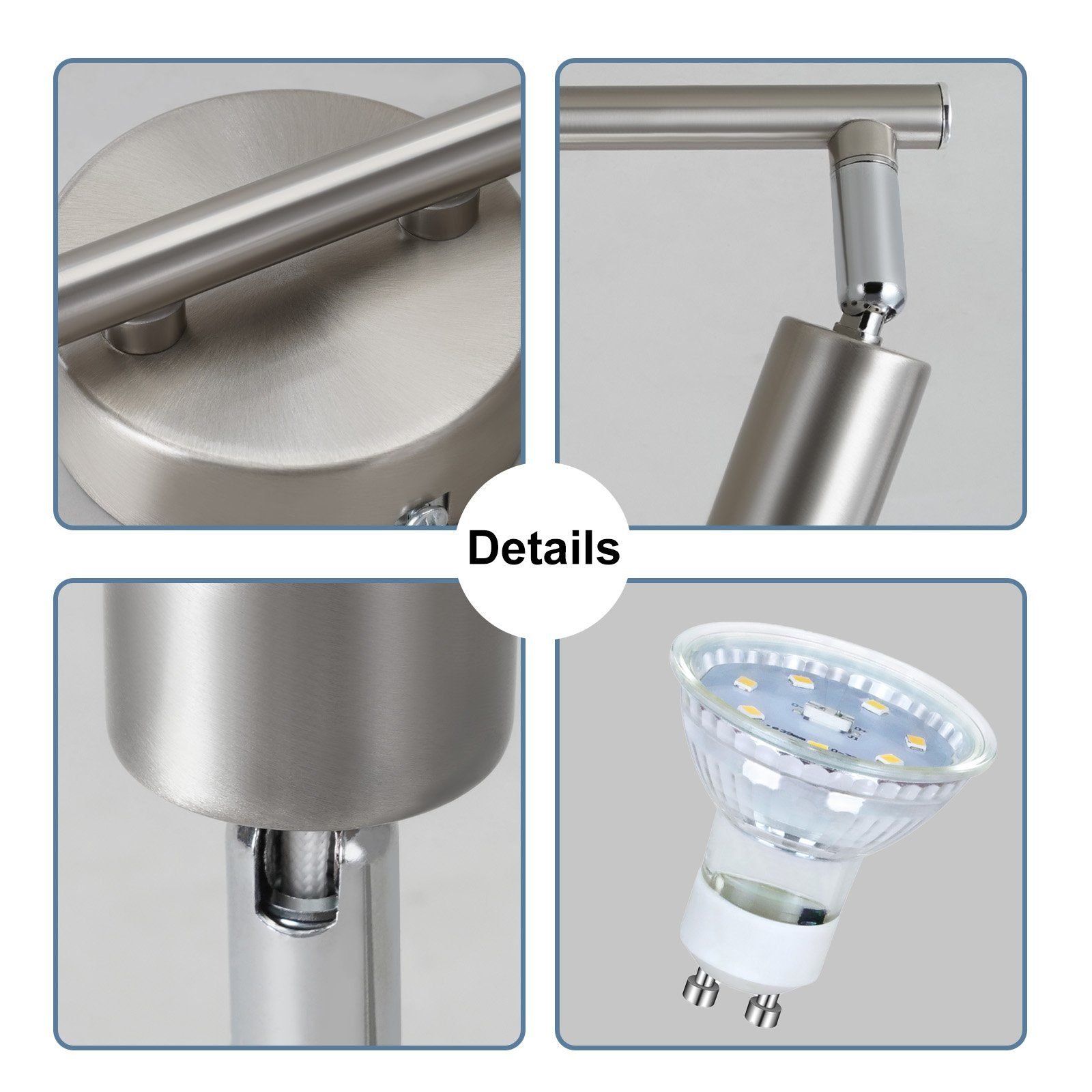 Zbliżenia metalowego reflektora. Pokazano podstawę, ramię i elementy świetlne. Pokazano szczegóły.