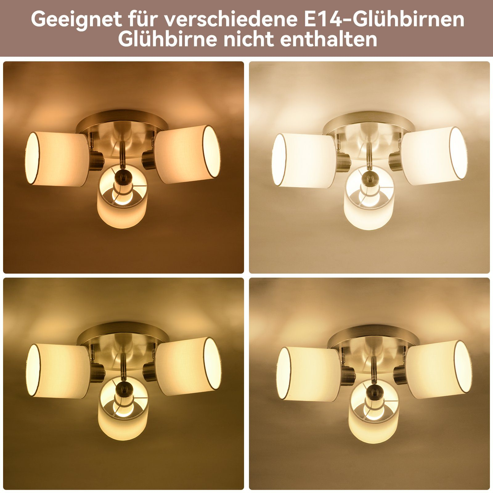 Pokazano cztery różne światła. Tło pokazuje różne kolory światła.