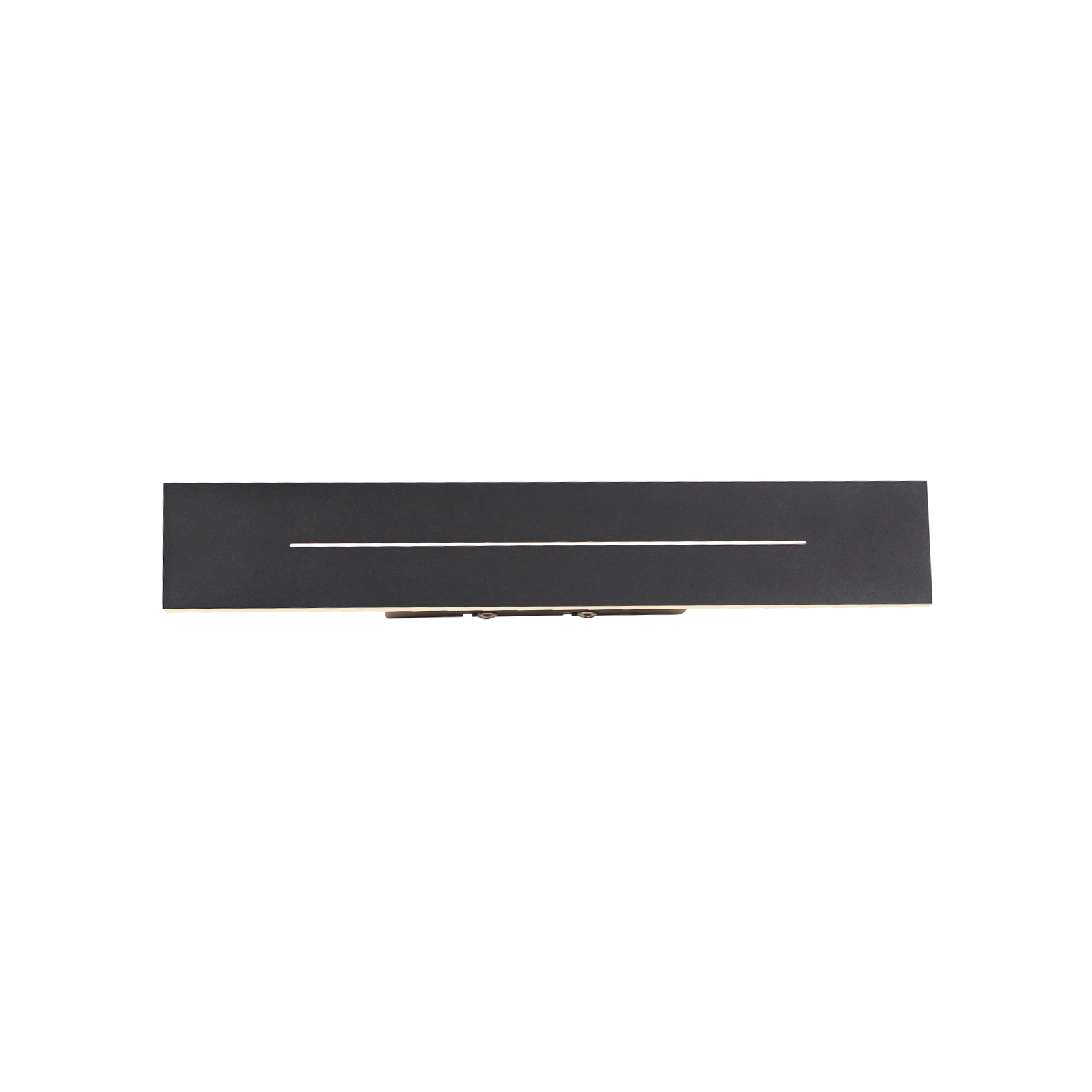 Apparecchio di illuminazione a LED rettangolare nero. Sfondo bianco.