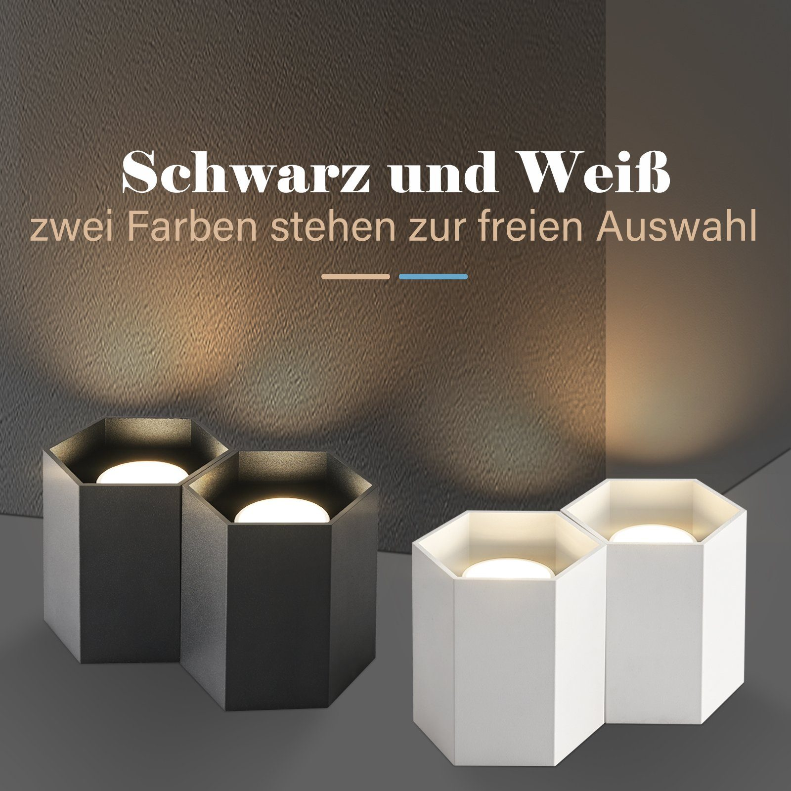 Due luci in bianco e nero in una stanza. Il testo dice: Bianco e nero, due colori tra cui scegliere.