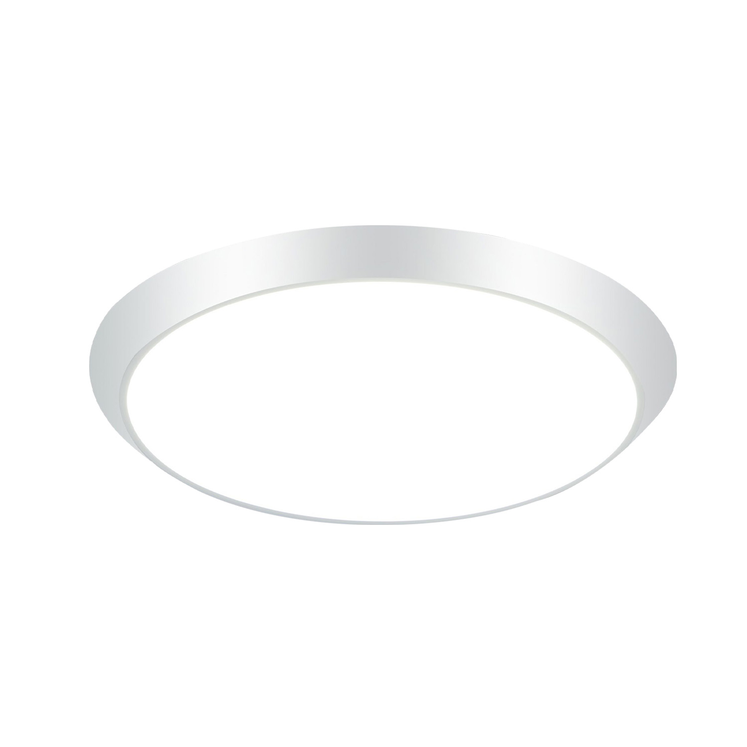 Lampada da soffitto a LED bianca, circolare, con interno luminoso e illuminato.