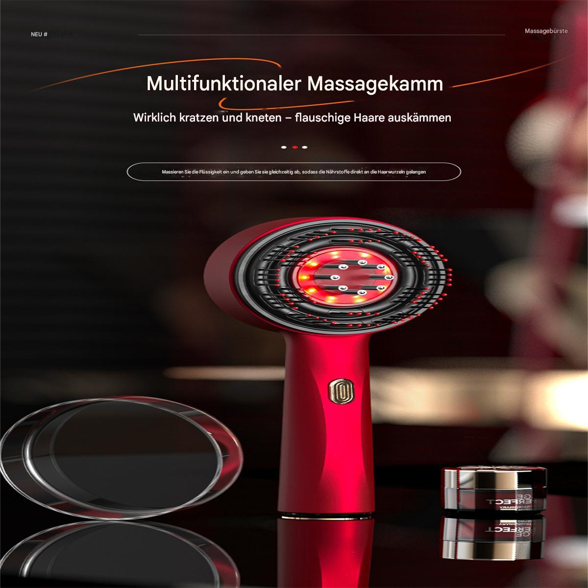 Roter Haarmassager, Nahaufnahme. Weißer Hintergrund.