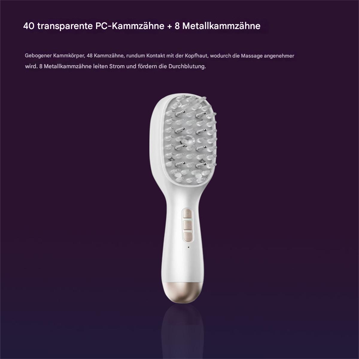 Weiß-goldene Haarmassagebürste mit vielen Borsten.