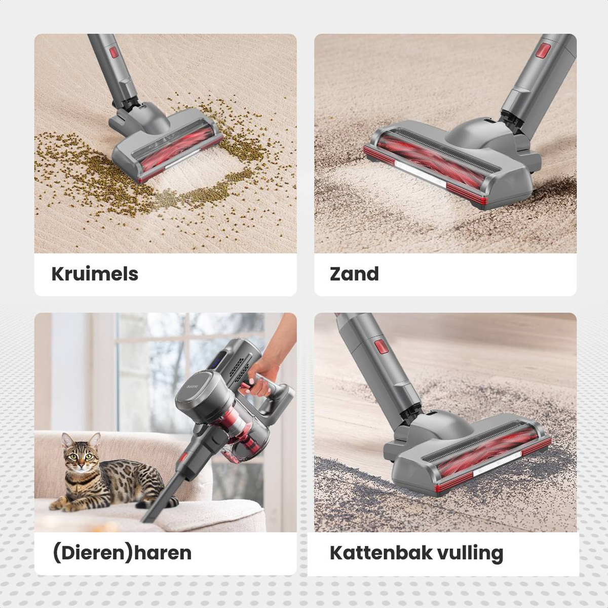 Stanew 4-in-1 draadloze stofzuiger zonder zak, 150 W lichtgewicht handstofzuiger, 22,2 V oplaadbare stofzuiger, 40 minuten looptijd, 800 ml capaciteit, voor tapijt, huisdierhaar, auto