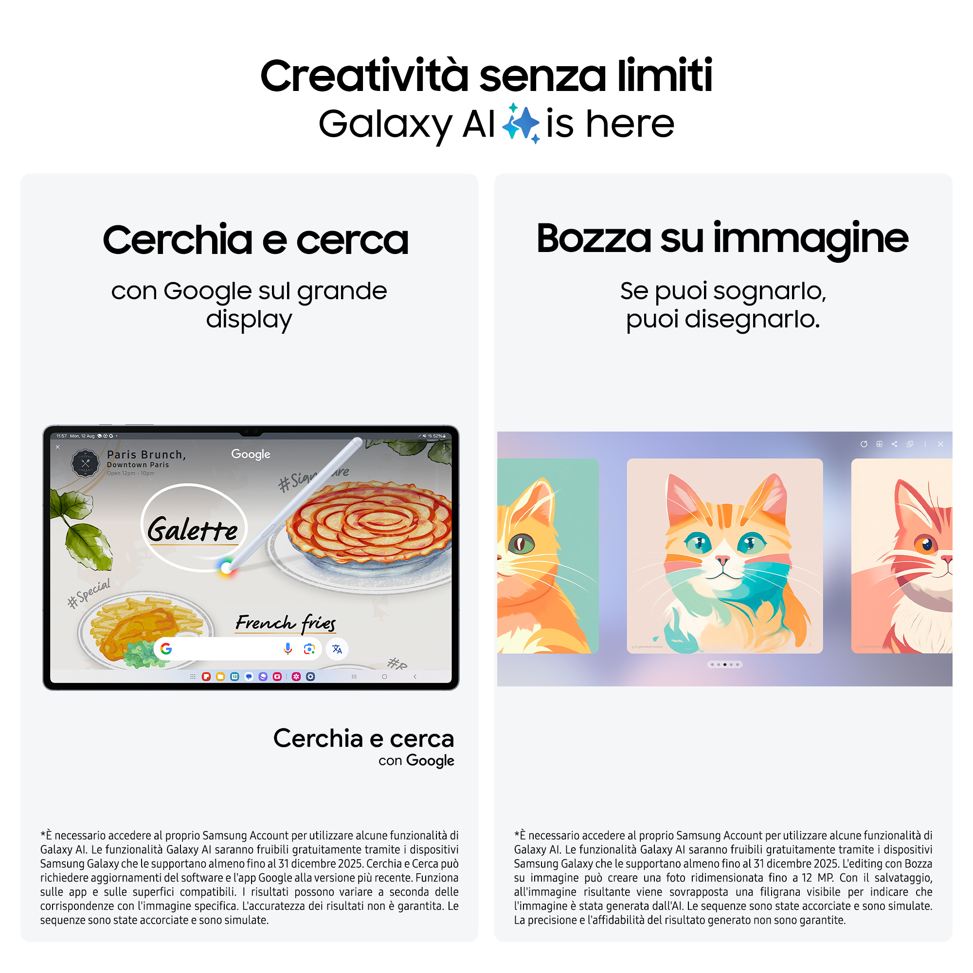 Przykłady wyszukiwania Google i tworzenia obrazów za pomocą Galaxy AI.