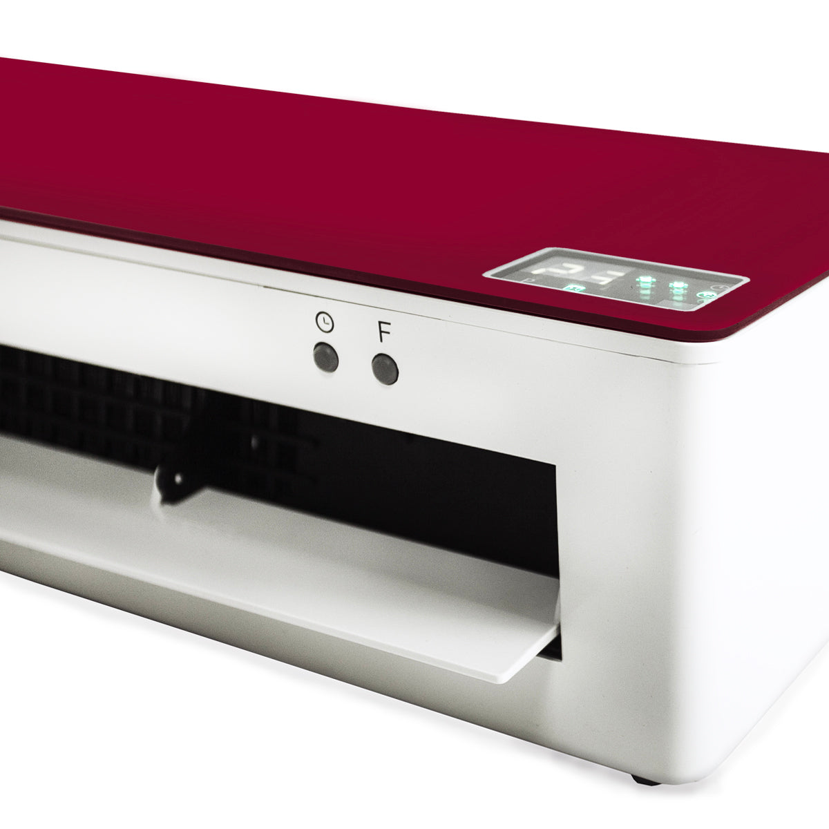 Un elettrodomestico bianco e rosso con la parte superiore rossa.