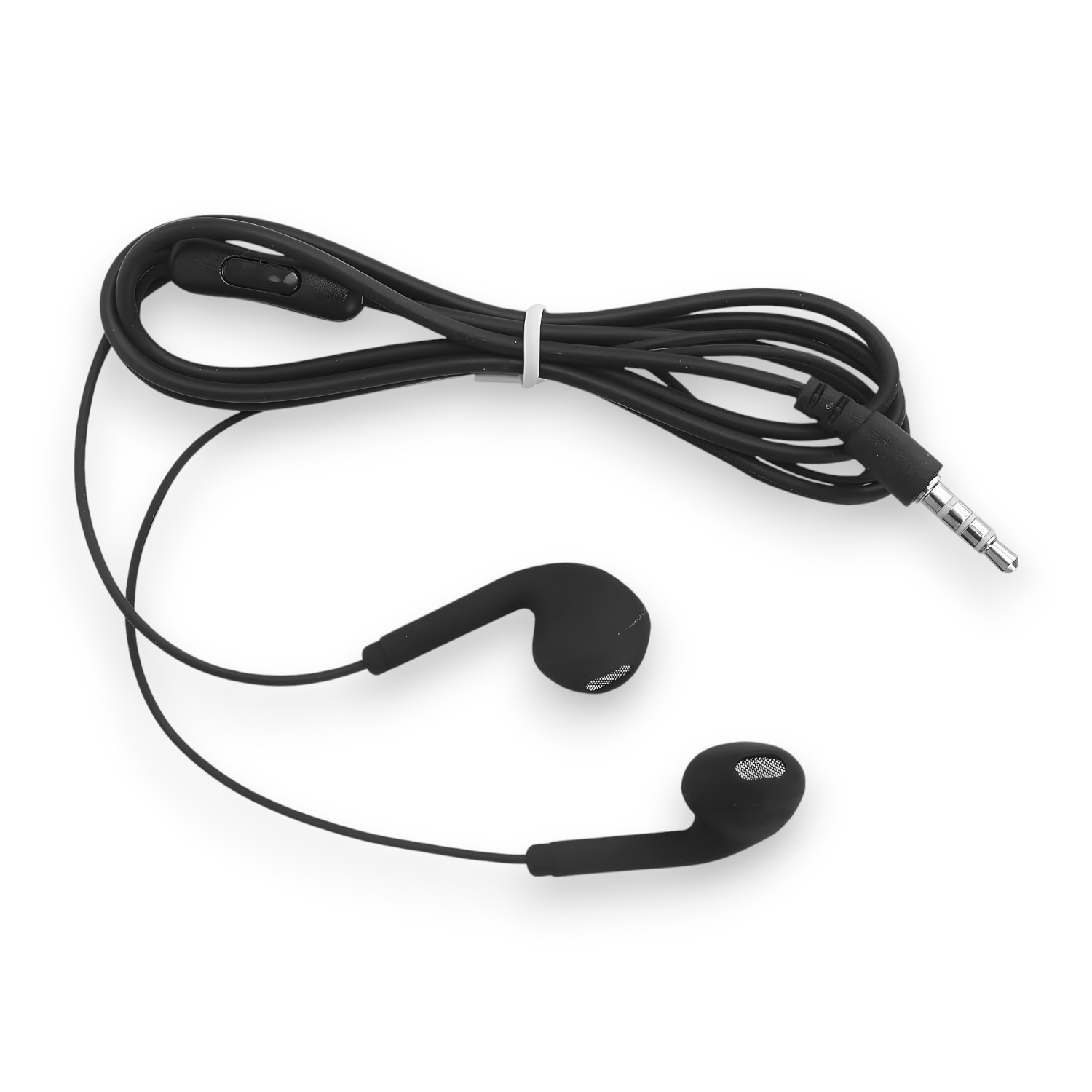 Auriculares negros con conector de 3,5 mm.