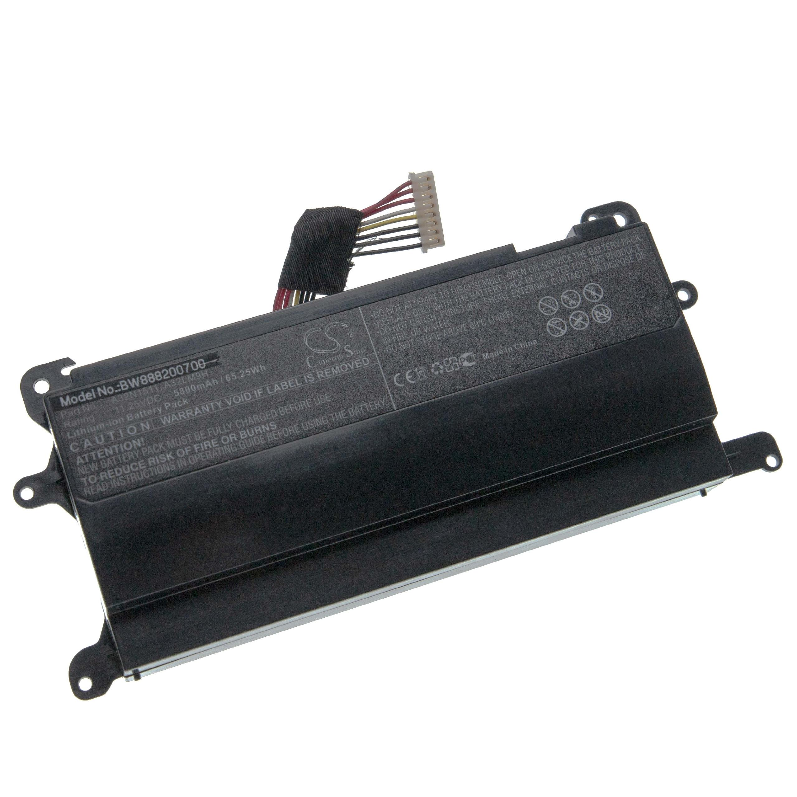 Schwarzer rechteckiger Akku mit Text: Modell-Nr. BW888200700, 7,6 VDC, 8000 mAh/60,80 Wh und Sicherheitshinweise.