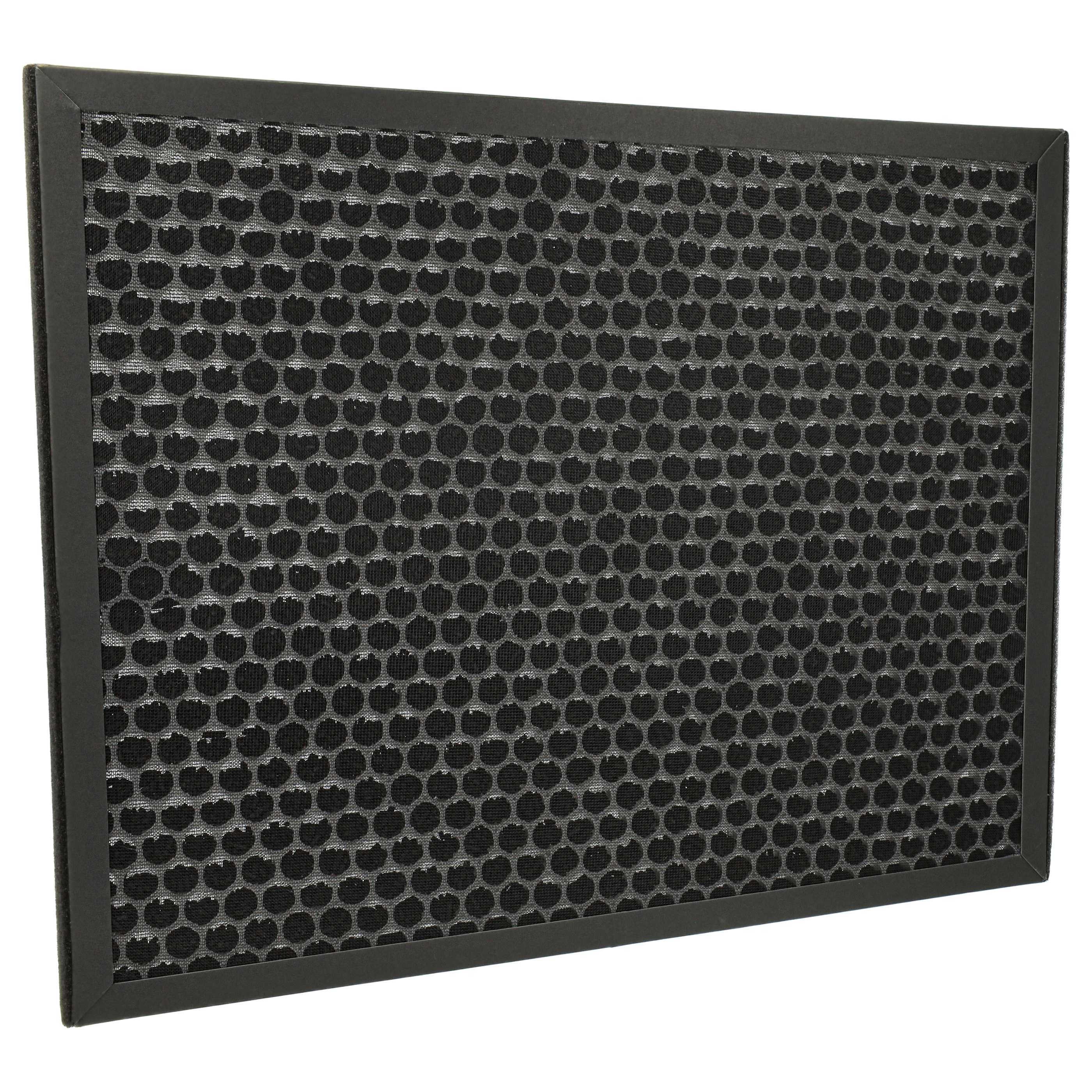 Schwarzer Luftfilter mit Wabenmuster in einem schwarzen Rahmen.