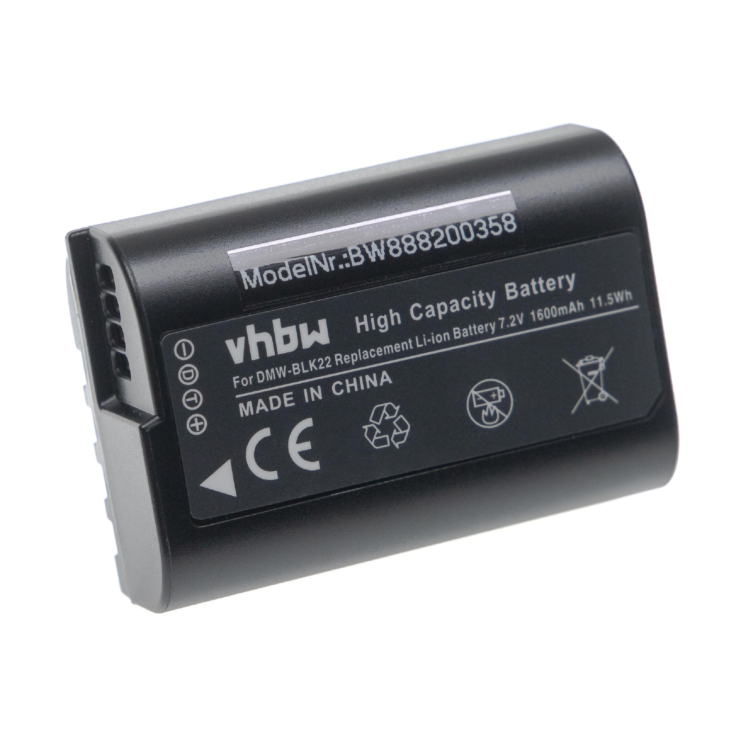 Eine schwarze Batterie mit Text und Symbolen auf weißem Hintergrund. Der Text lautet 'High Capacity Battery'.
