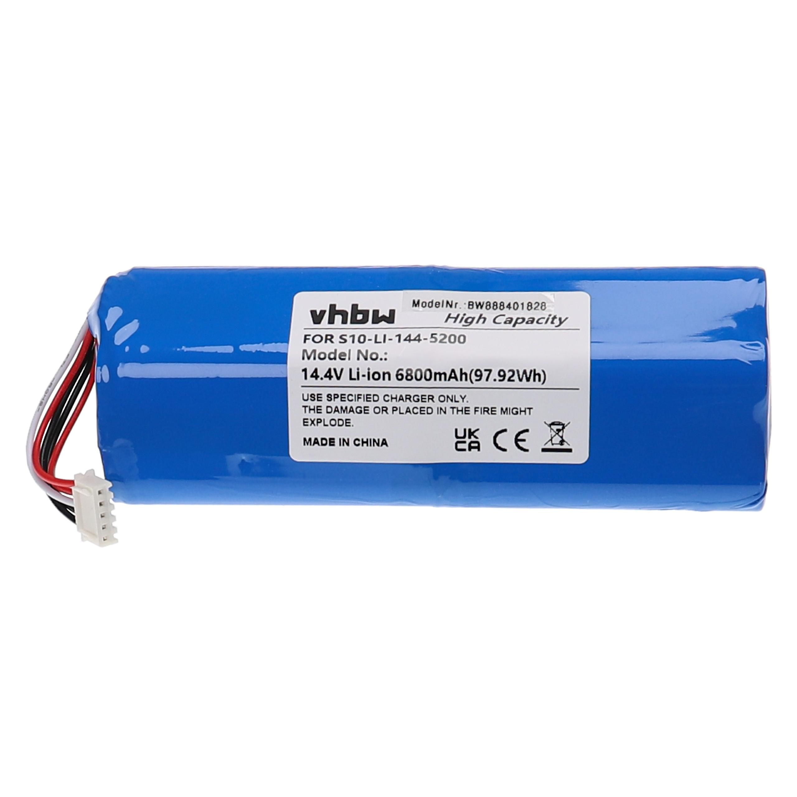 Blaue Batterie mit weißem Etikett und schwarz-roten Drähten.