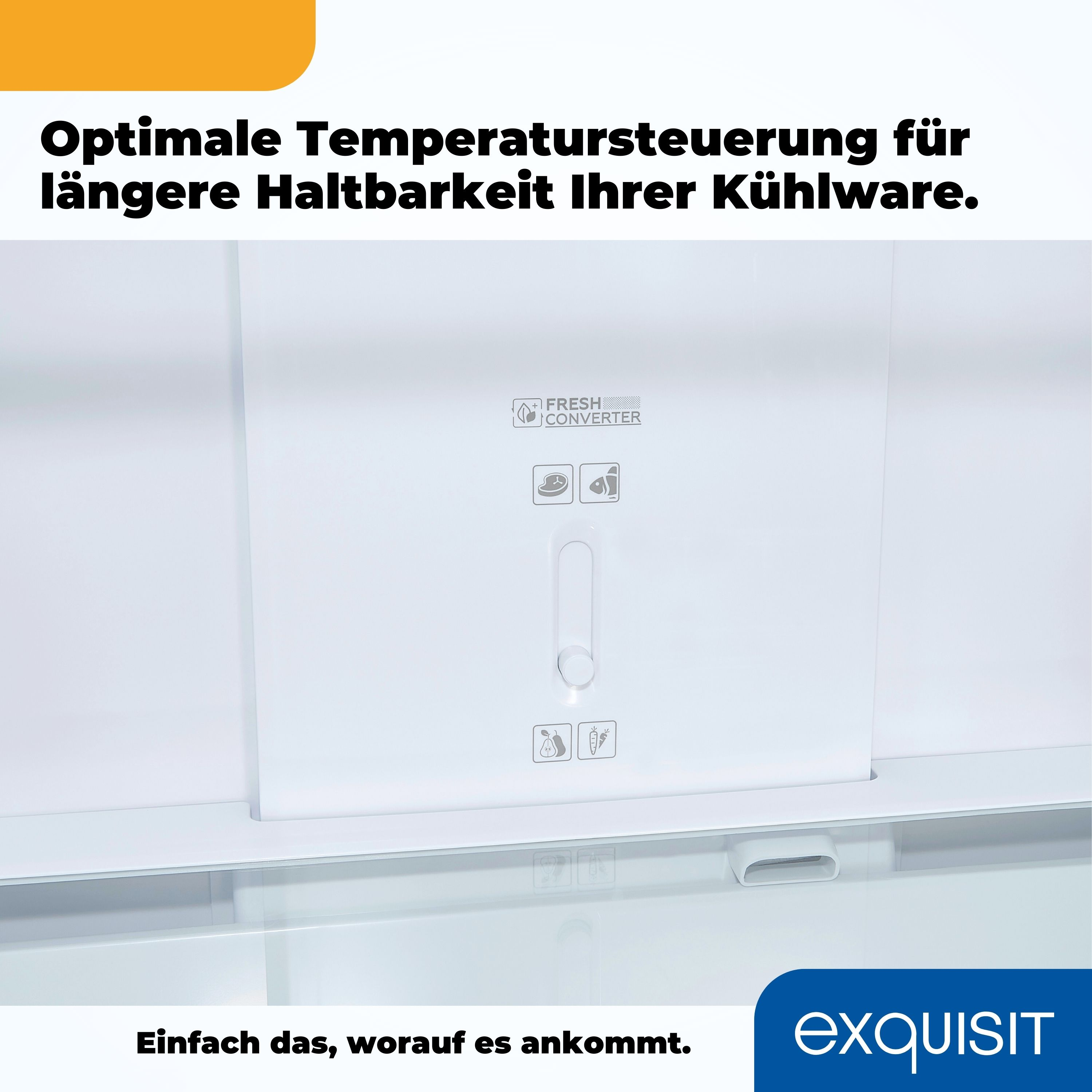 Nahaufnahme eines weißen Kühlschrankinnenraums mit Wasserspender.