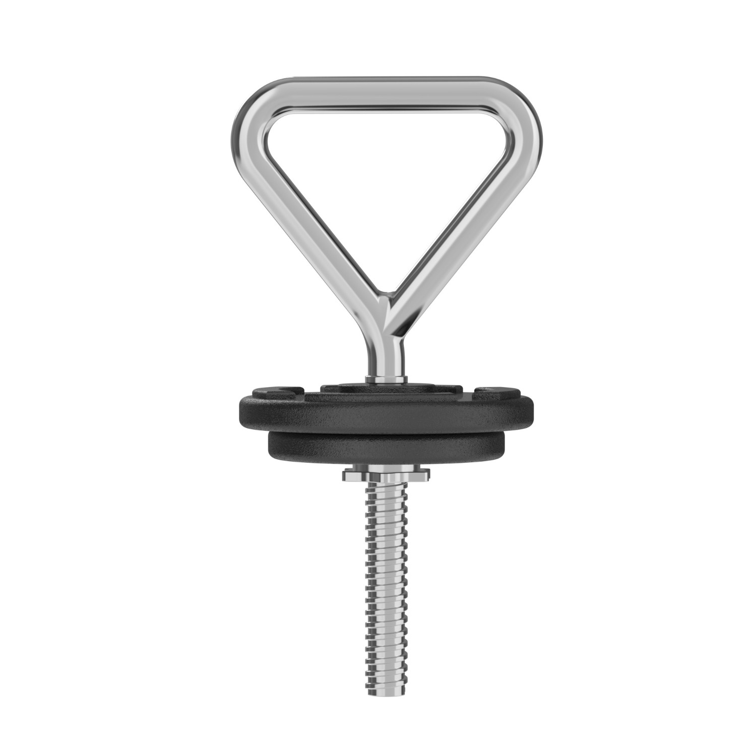 Metalen schroef met handvat en zwarte basis.