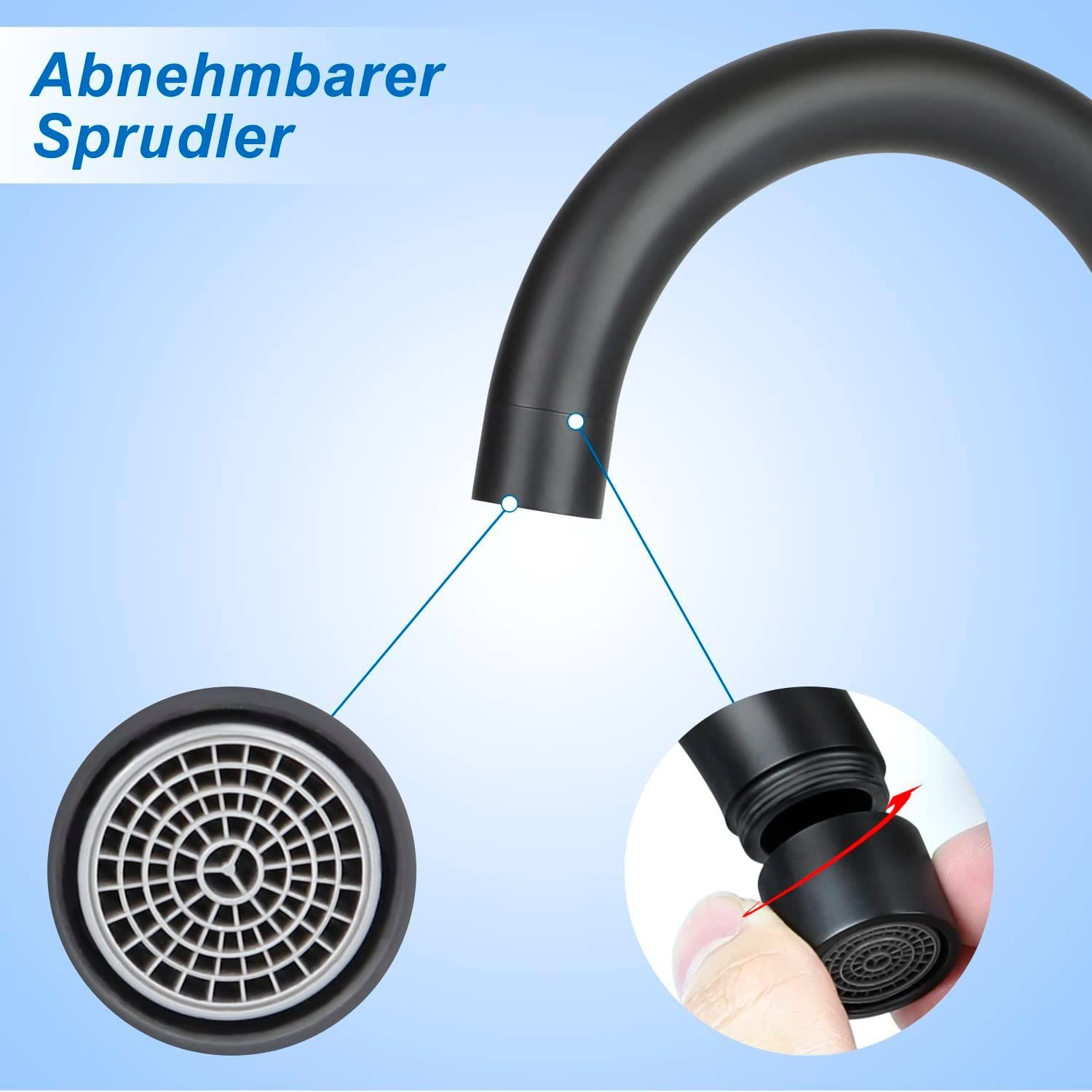 Nahaufnahme eines Wasserhahnaerators, mit Details und Diagramm.